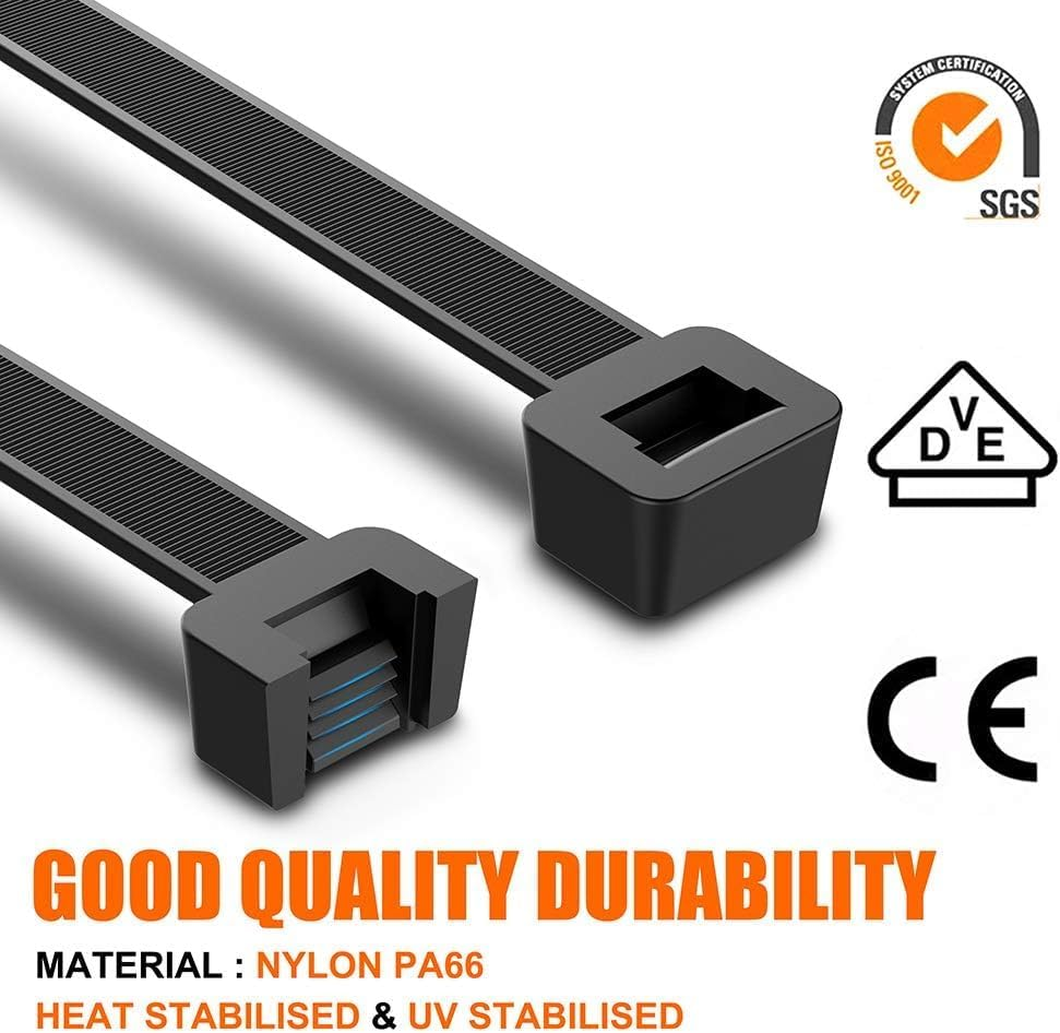 Starwood 500PCS Black Nylon Cable Zip Ties, Self-Locking 4/6/8/10/12 Inch - Ideal for Home, Office, Garage, and Workshop Use