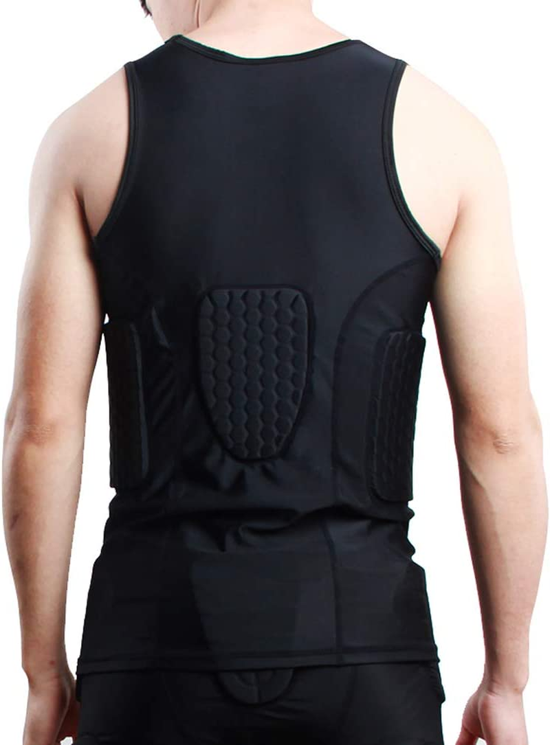 Minimal Men&rsquo;S Padded Compression Shirt Sports Protective Vest Rash Guard Soccer Basketball Training Tank Top image number 1