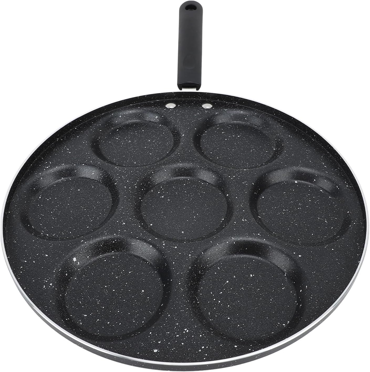 7 Cup Egg Frying Pan Nonstick - Refined Iron Cooker & Omelet Pan, Divided Skillet for Breakfast, Pancakes, Crepes