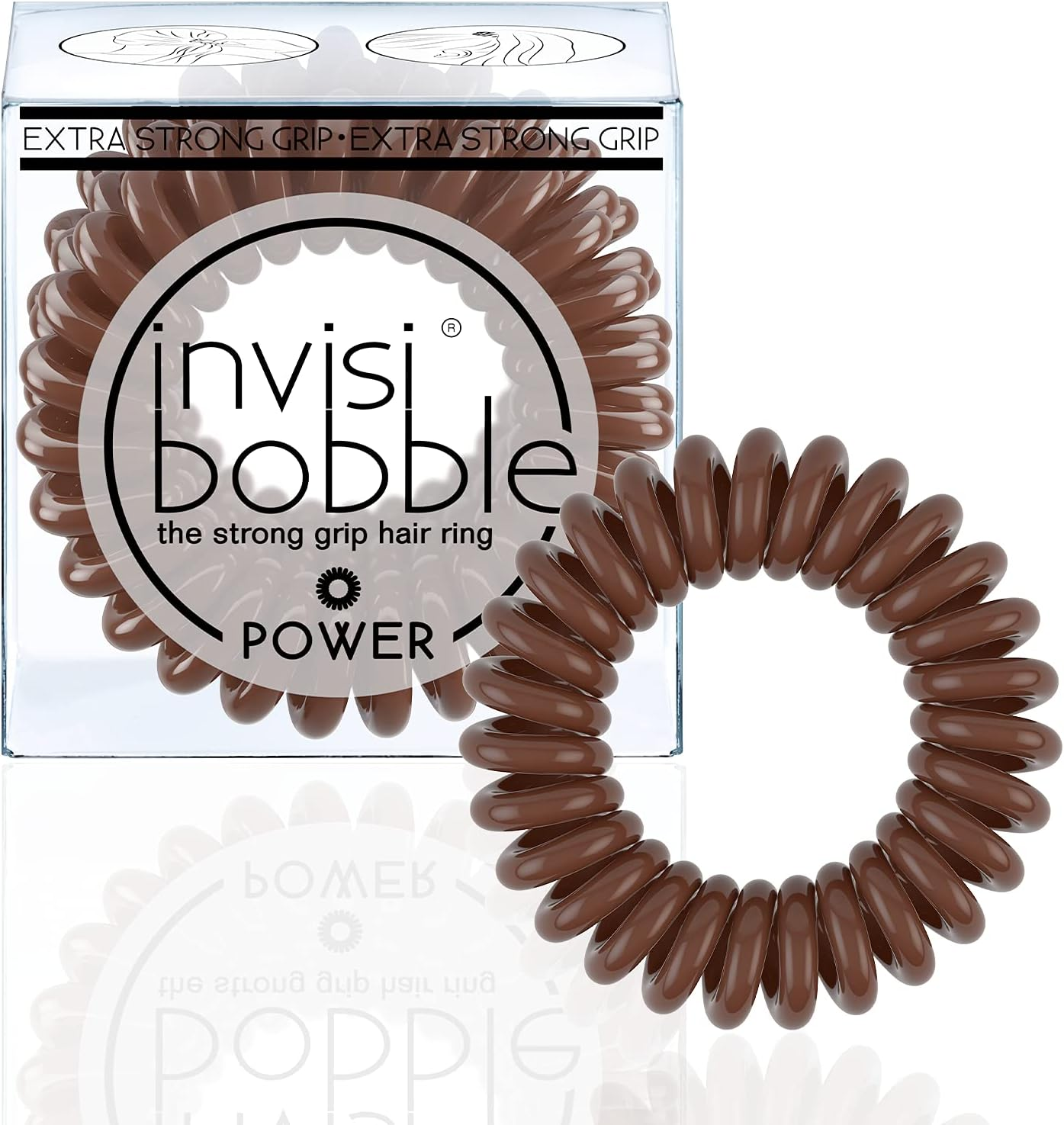 Invisibobble Power Spiral Hair Bobbles Plush in Dark Pink and Blue - Extra Strong Spiral Hair Bobbles for Sports - Pack of 3