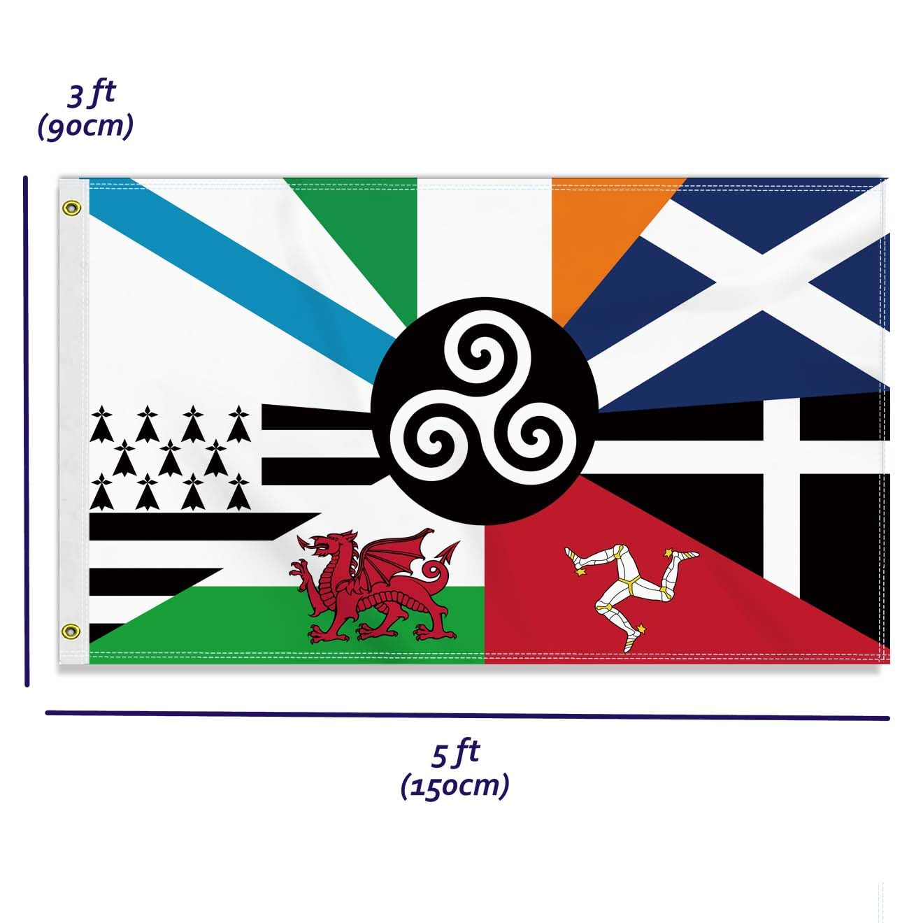 Large 3&times;5 FT Celtic Nations Flag, Big Combined Celtic Nation100D National Outdoor Banner,Decorgarden with Brass Gromment image number 1