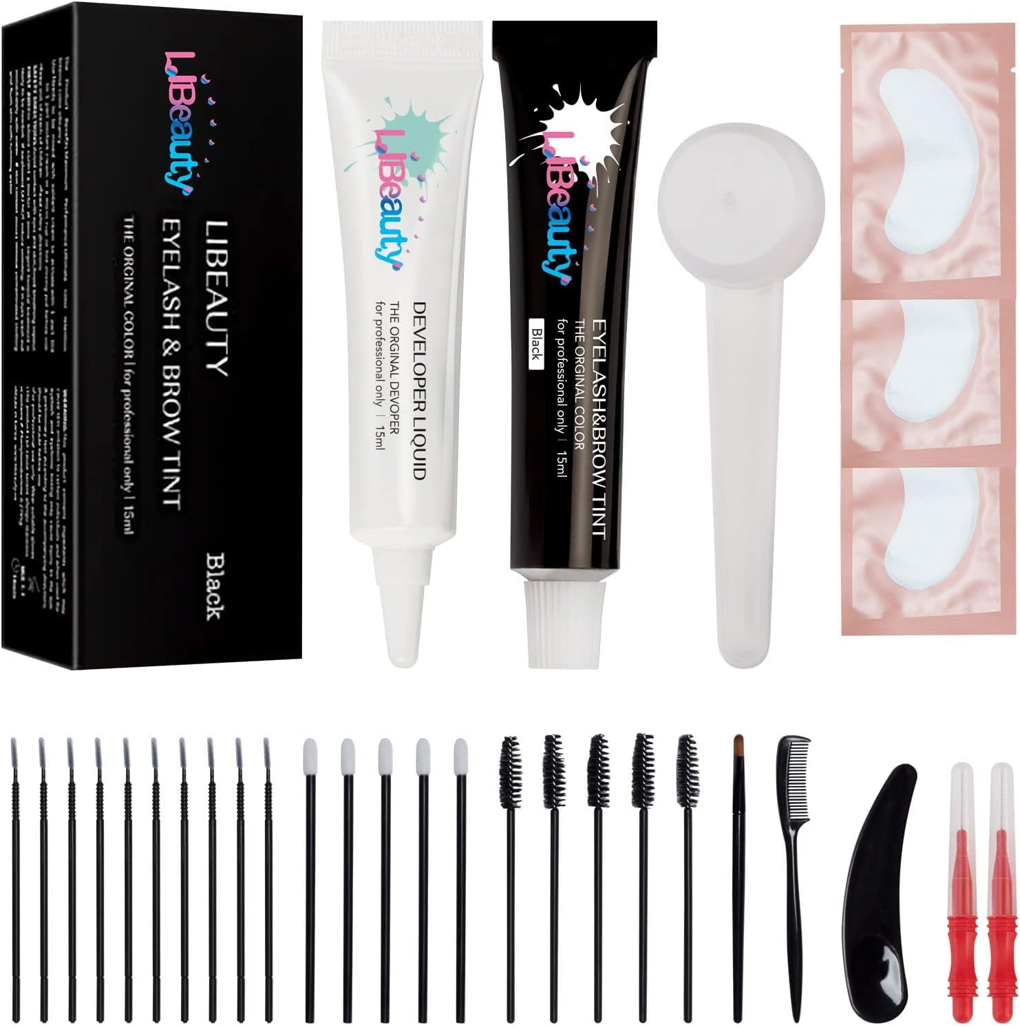 Libeauty Lash Tint Kit, 15 ML Black Eyelash Dye Volumizing Eyebrow Color Kit DIY Use at Salon or Home Natural Eyelash Treatment image number 6