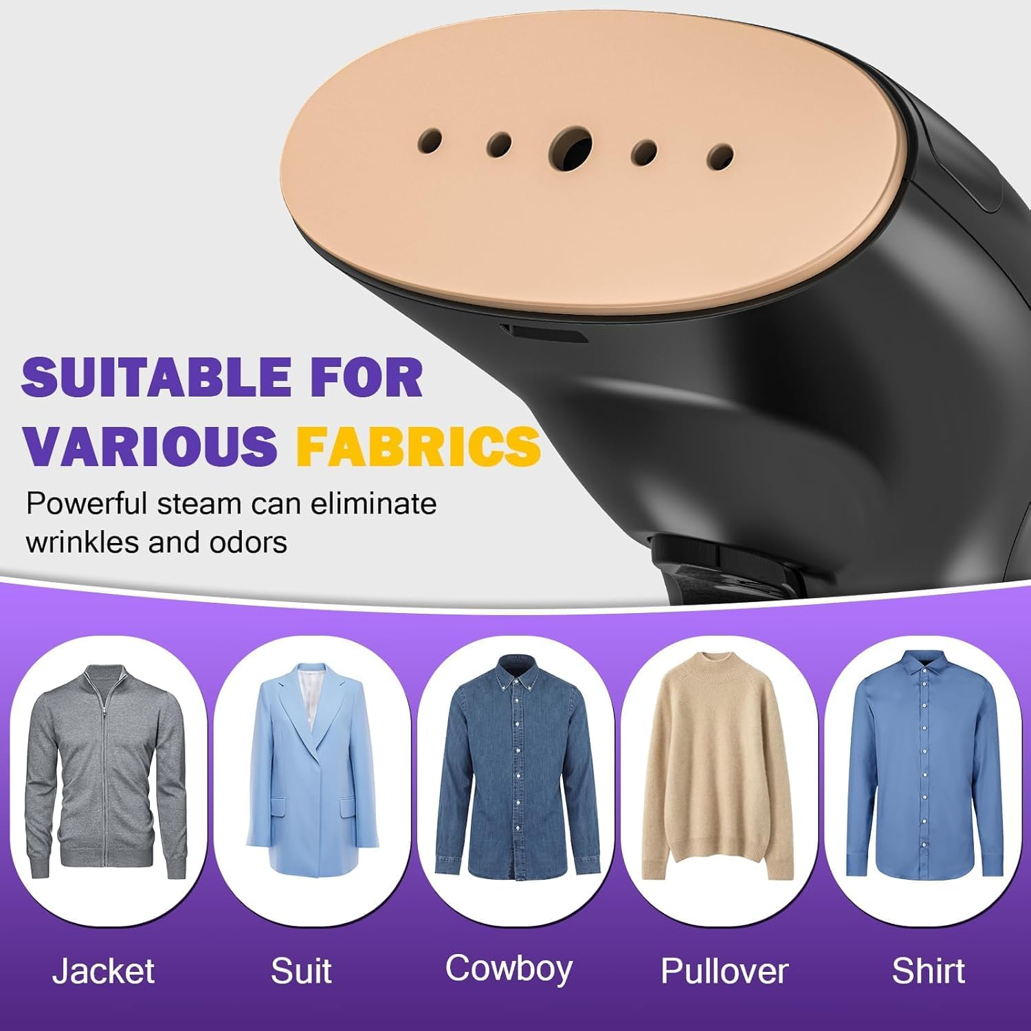 Rolipo Clothes Steamer, Handheld Garment Steamer Clothing for Efficient Wrinkle Removal, Compact and Portable for Home, Travel, Office Use image number 2