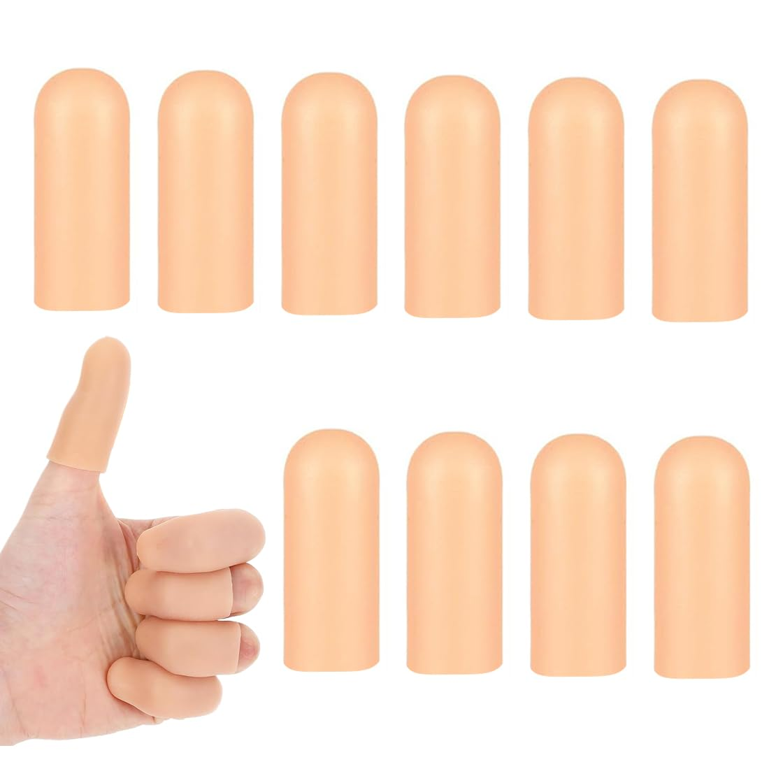 10 X Silicone Gel Finger Cots for Hand Eczema, Finger Cracking and Finger Arthritis and Protective Hand Bandage