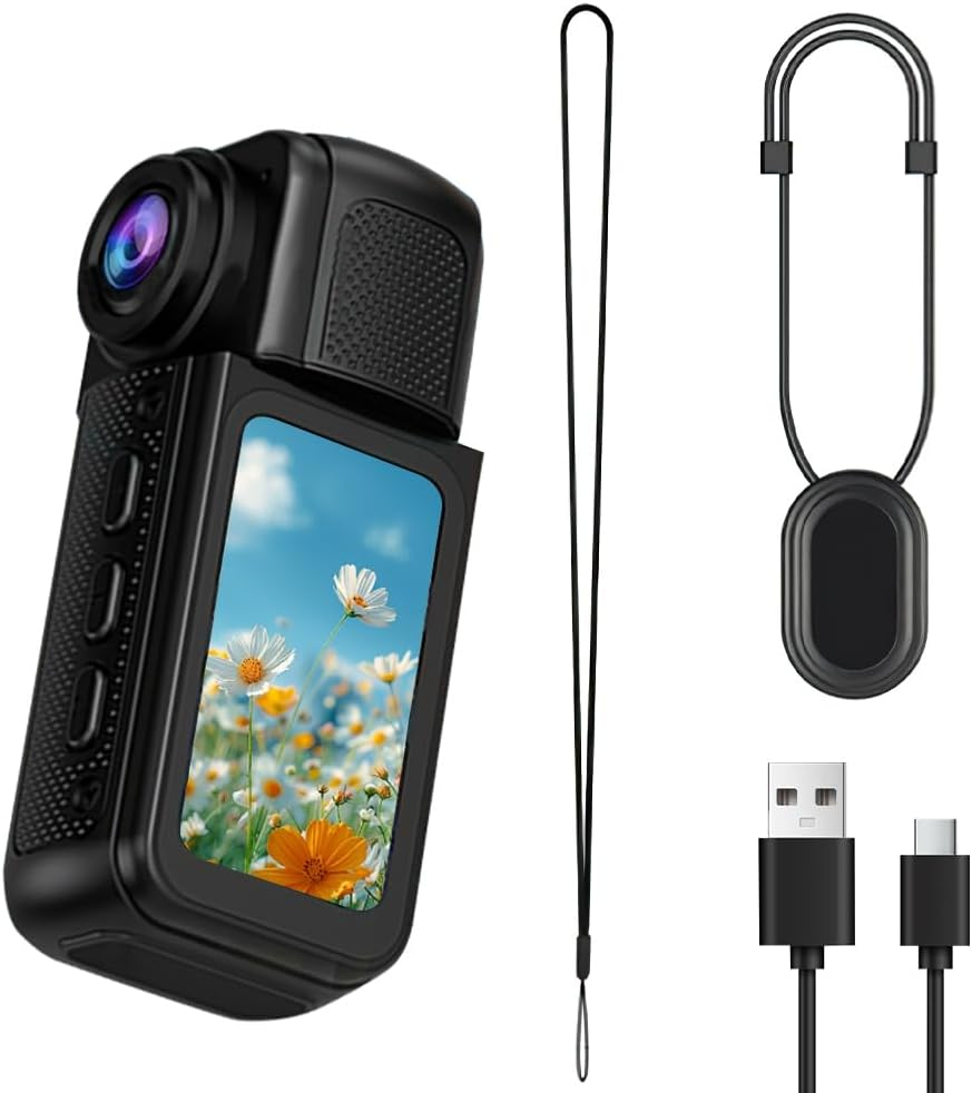 B-Qtech 180&deg; Action Camera, Wearable Sports Camera with 1.47 Inches IPS HD Display Screen, 2.7K Wide-Angle Video, Small Body Cam for Cycling, Diving, Travel, and Outdoor Adventures image number 2