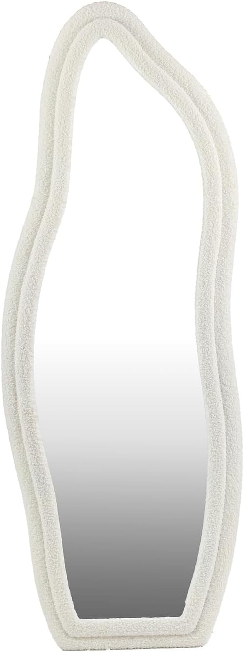 Oikiture Full Length Mirror 160 X 57 Cm Irregular Floor Standing Mirror with Boucle Fabric Frame image number 3