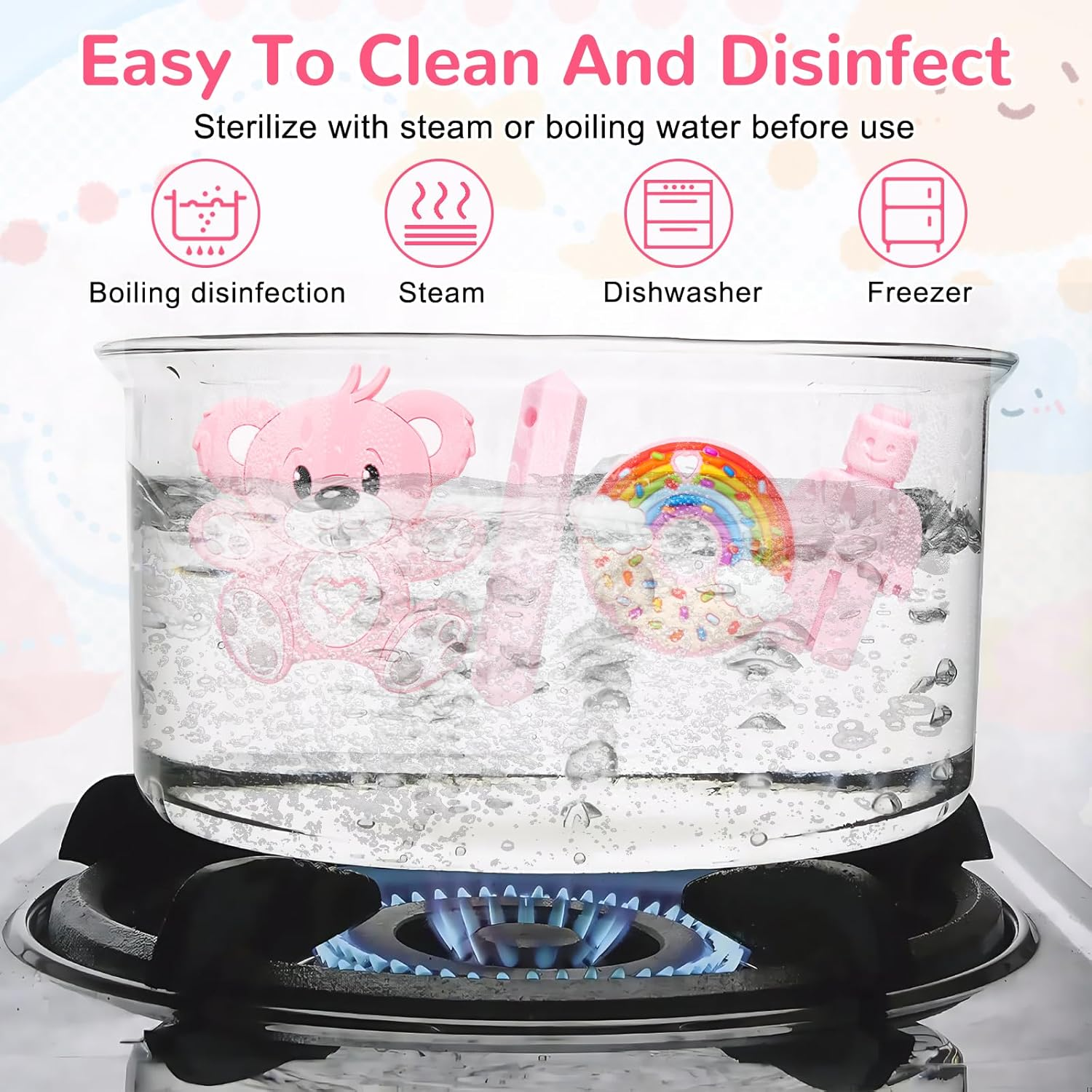 MR.TIMELAG Chew Necklaces for Adults and Babies - Bear 4-Piece Set, Bpa-Free Silicone Sensory Chew Necklaces for Anxiety Relief, Easy to Hold, with Massage Blocks to Relieve Teething Pain image number 6