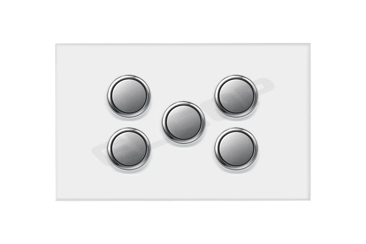 Elcop Sapphire Series Real Glass Powerpoints and Push Button Switches with LED (2 Gang Glass Push Button Blue LED Switch) image number 3