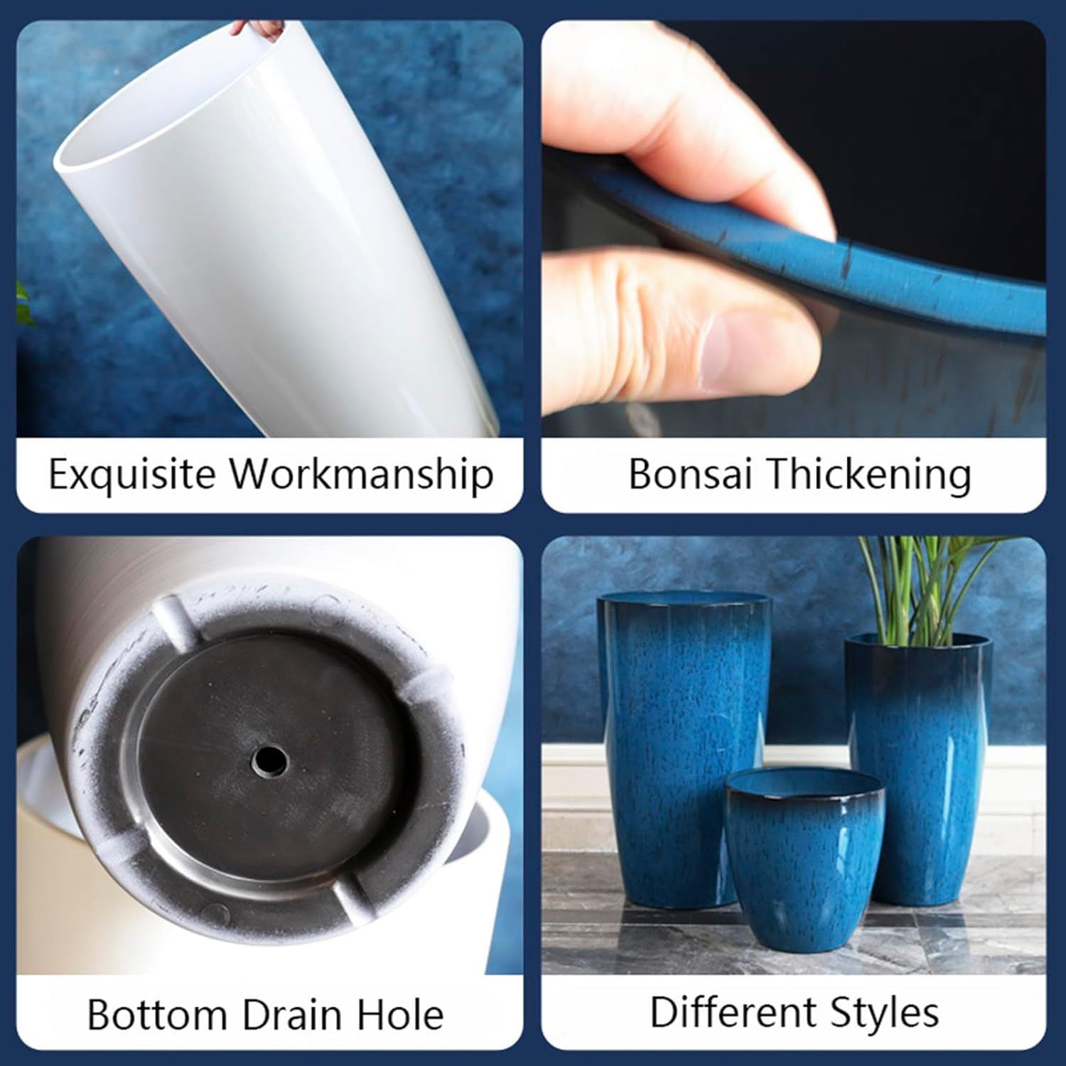 Tall Plant Pots Cement Grey Finish Unbreakable Flower Pot with Drainage Holes&Tray 11+12+21Inch H Planters for Garden Patio Indoor Outdoor Plants Modern D&eacute;cor for Tall Plants Plant Lovers'S Gift image number 5