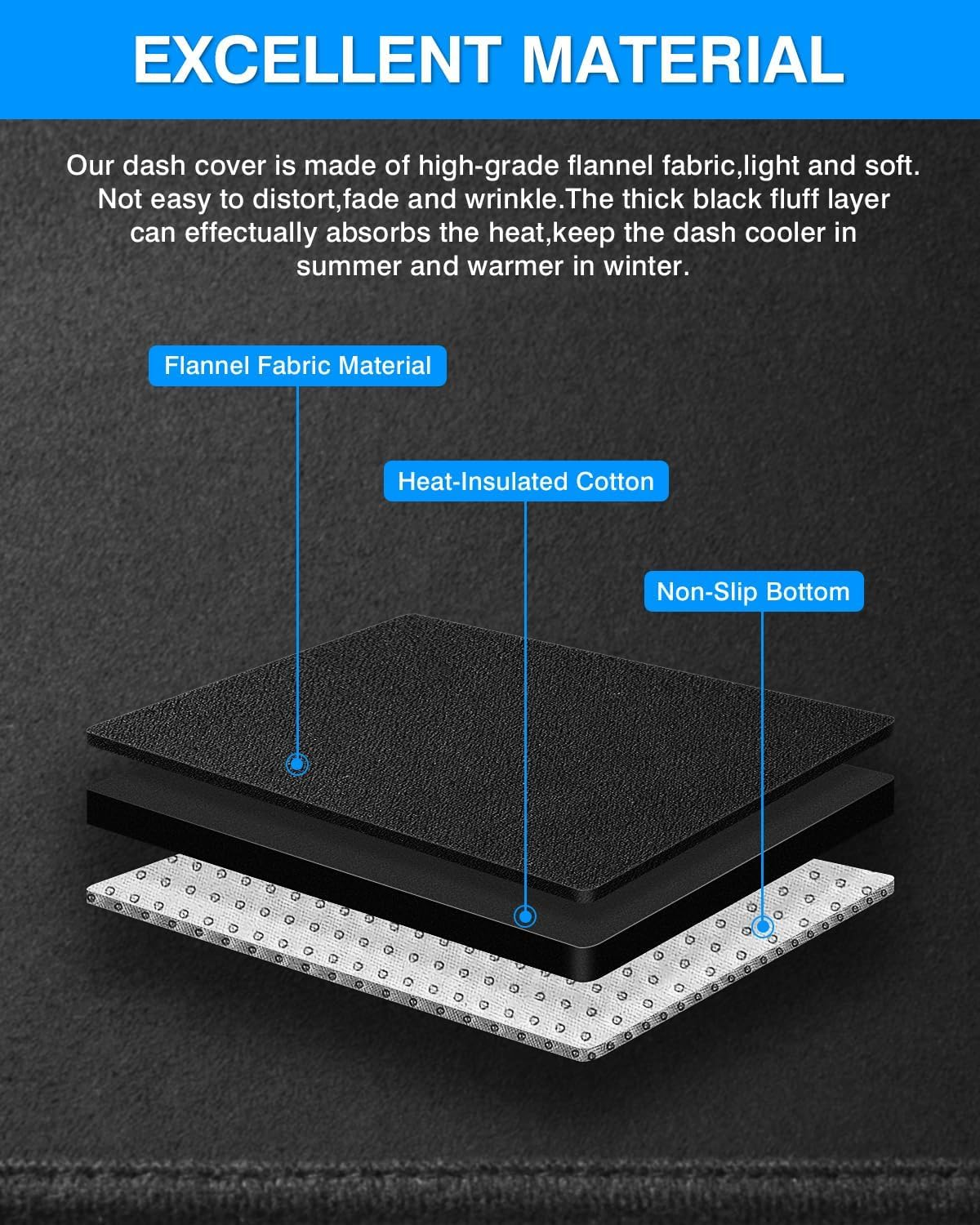 Dashboard Cover Mat for Mazda 3 BL 2009-2013 Sedan Dashboard Cover Flannel Dash Mat Sunshade Glare UV Rays Protector image number 4