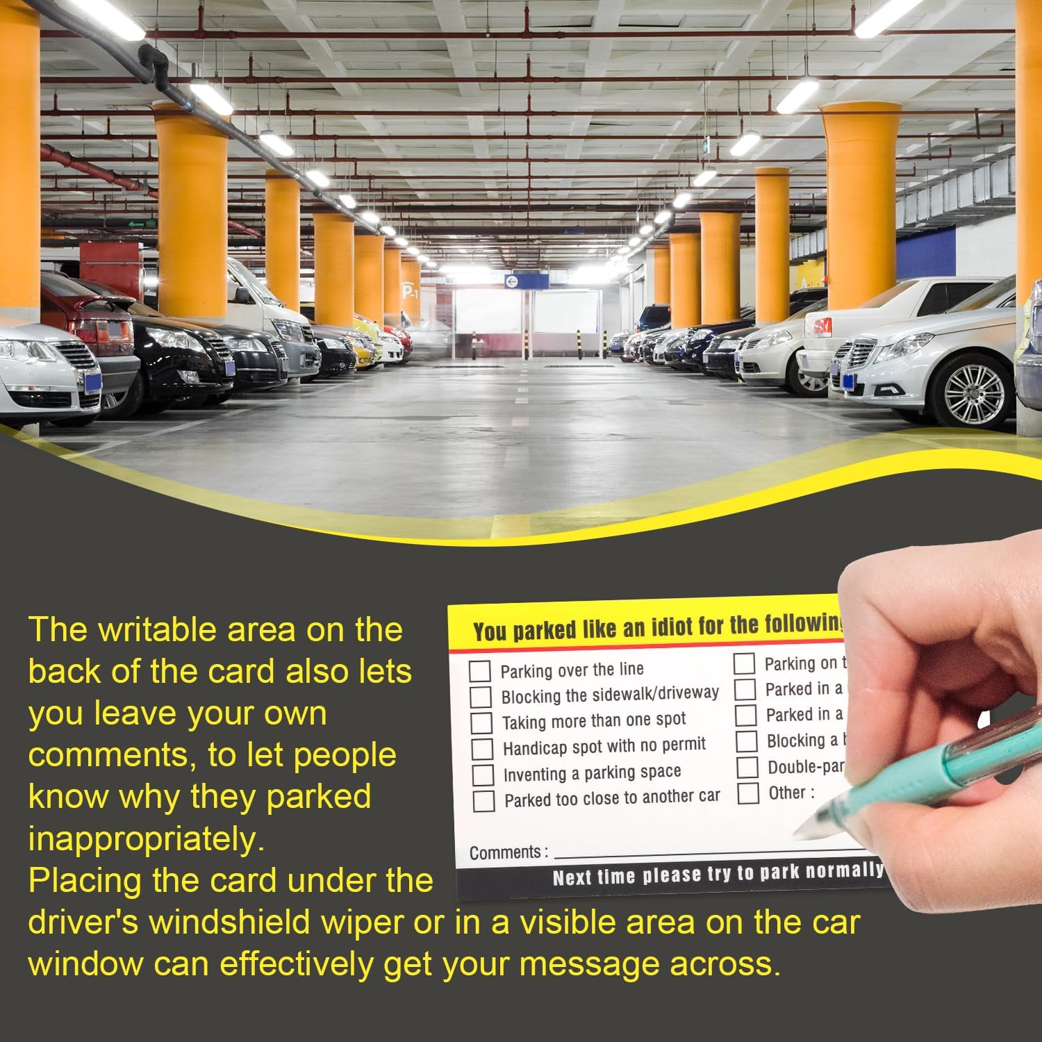 200Pcs You Parked like an Idiot Cards, 3.5X2 Inch Bad Parking Cards Stickers Funny Parking Violation Cards Multi Reasons Violations for Adults (2 Styles) image number 1