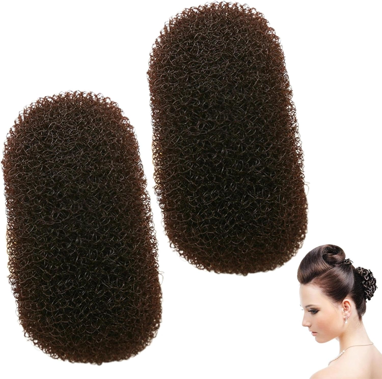 2 X Volume Hair Clips Hair Pad Tool Brown Volume Hair Bump up Clip Hair Accessory image number 3