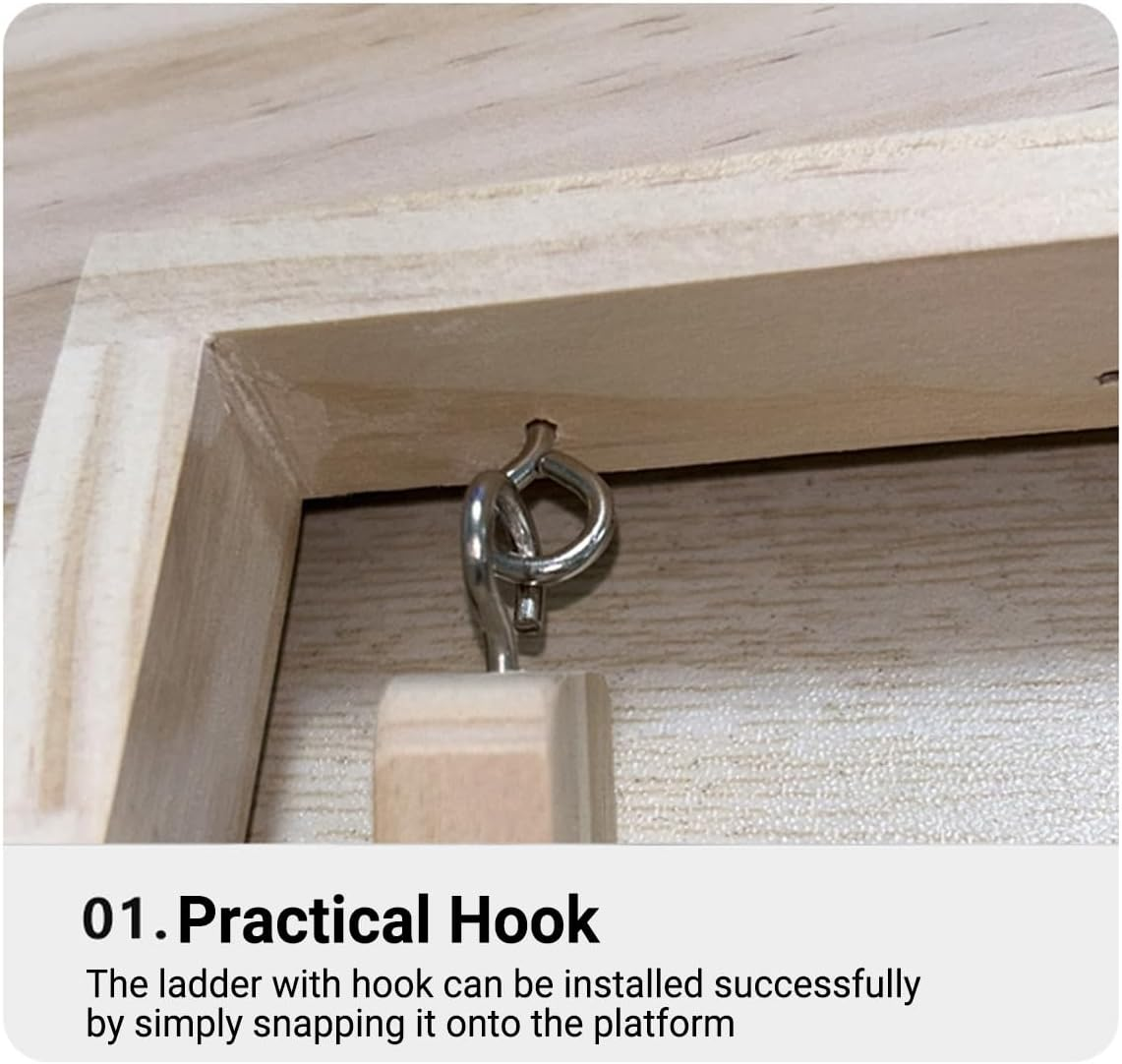 AIMALL Solid Wood Parrot Platform with Climbing Ladder 12.6X7.08X2.63In Perch Toy for Birds Budgies Cockatiels Habitat Stand Cage Accessories Natural Pine Colour image number 4