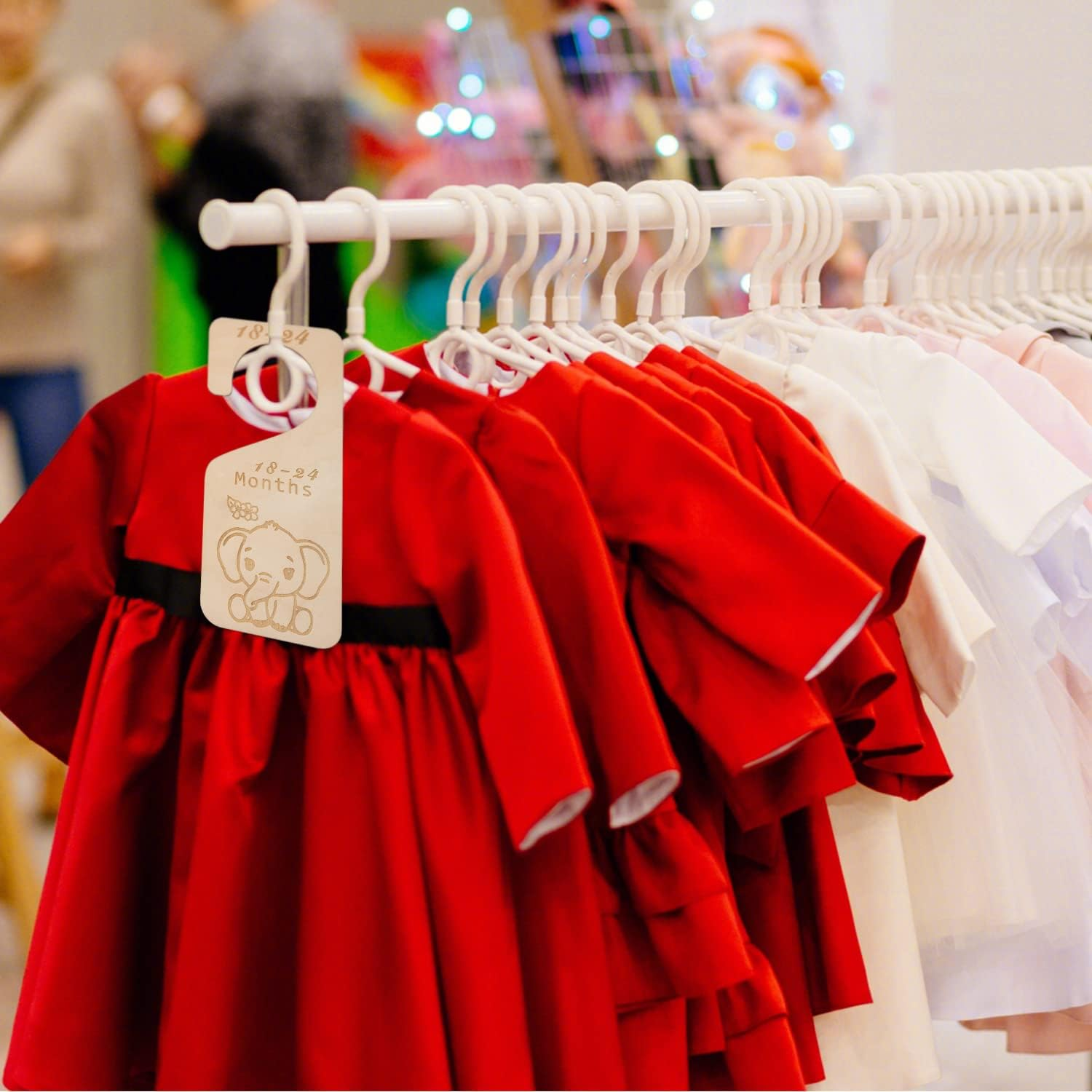 SAVITA Wooden Baby Clothes Dividers, 7Pcs Wood Closet Dividers Month Baby Closet Organizer from Newborn to 24 Months, Nursery Hanger Decor for Boys Girls Infant Wardrobe (Animal) image number 2