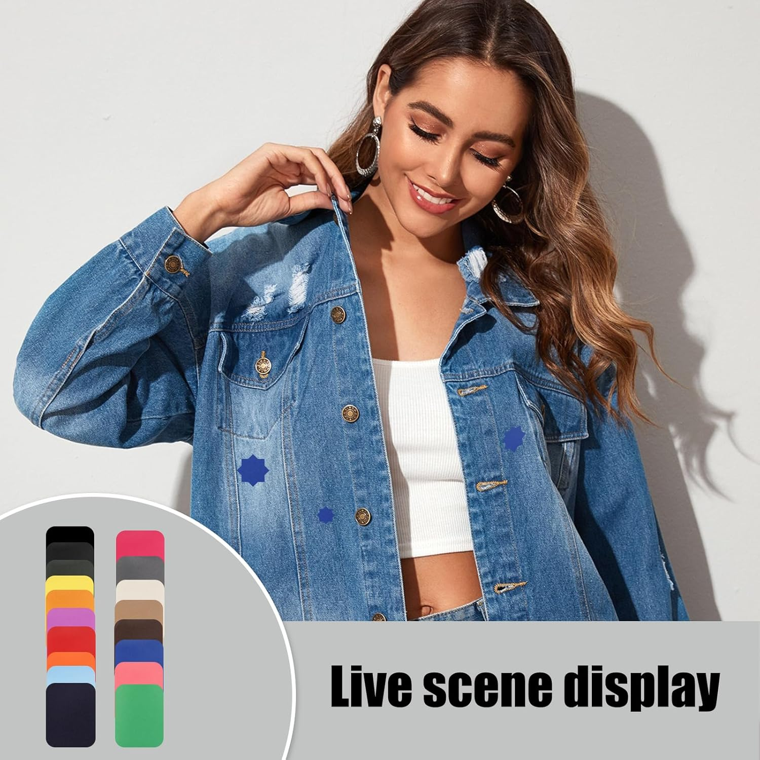 18 Pcs Fabric Iron-On Patches, 10.5 X 13.2Cm Repair Patches for Clothes, Premium Adhesive Backing for Jackets Jeans & DIY Crafts Iron-On Transfers (18 Assorted Colors)