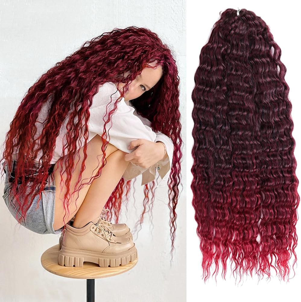 YEESHEDO 3 Packs Ocean Wave Crochet Hair Extensions for Women,Long Deep Wavy Gray Silver Curly Synthetic Hair Boho Braids Locs Crochet Hair,22Inch image number 1