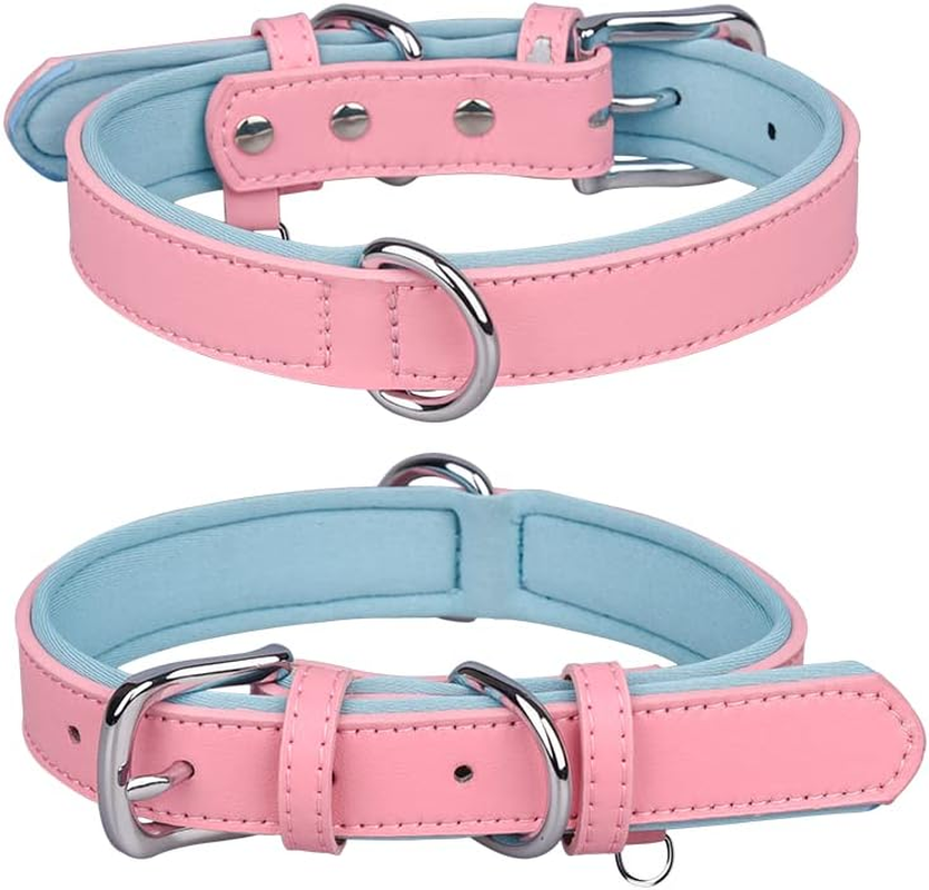 Haoyueer Genuine Leather Dog Collar for Small Medium Large Dog Adjustable Soft Breathable Comfortable Padded Puppy Pet Collar (XS, Brown)