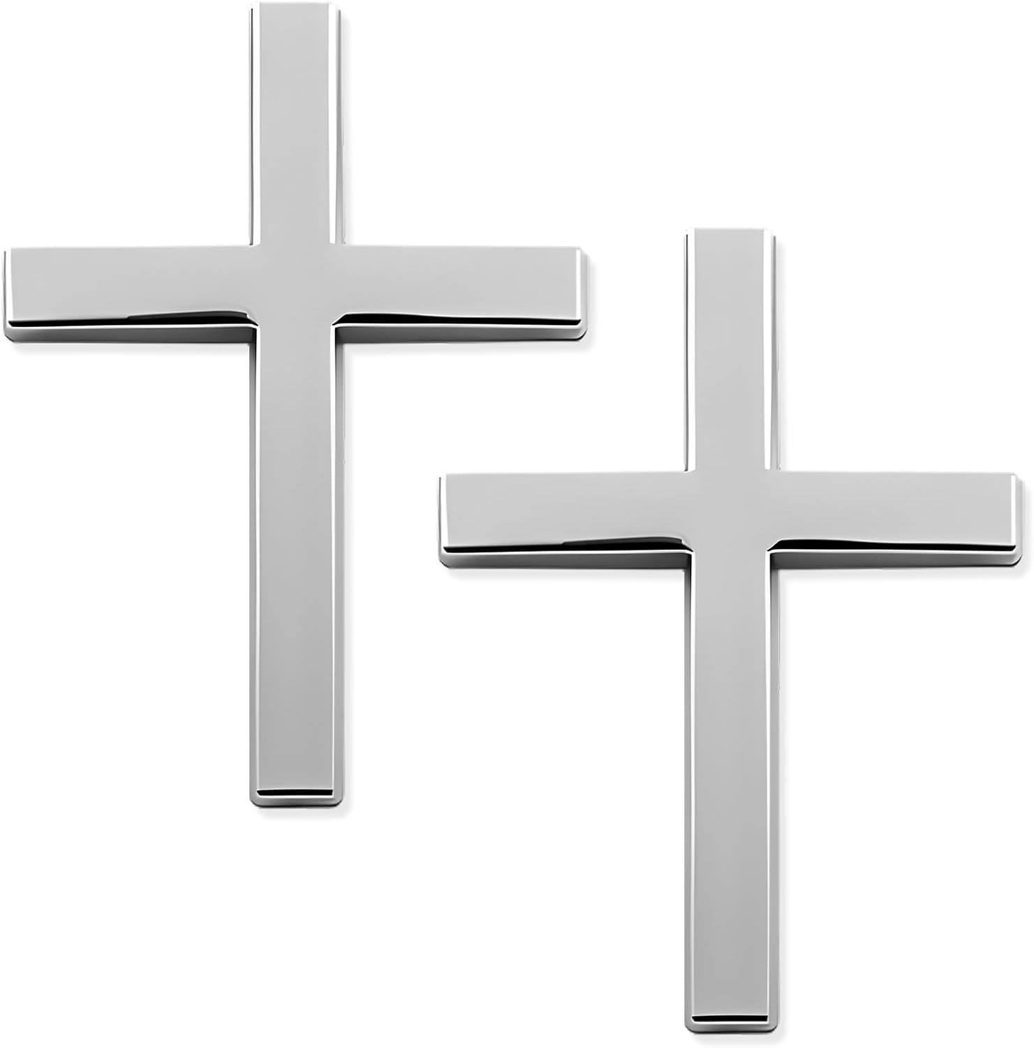 FSTURIOS 2PCS Metal Christian Cross Emblem Stickers, 2.5&times;1.8In 3D Jesus Christ Auto Emblem Badge Decal, Self-Adhesive Styling Cross Decal Decoration for Trunk Tailgate Side Fender (Black)