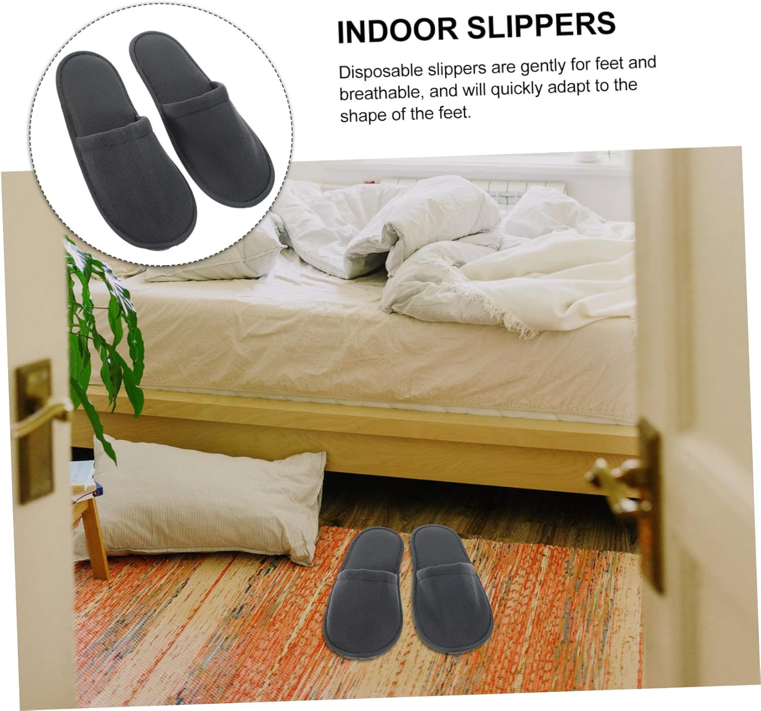 Healvian 6Pairs Thickened Slippers for Hospitalization Comfortable Disposable Guest Slippers image number 6