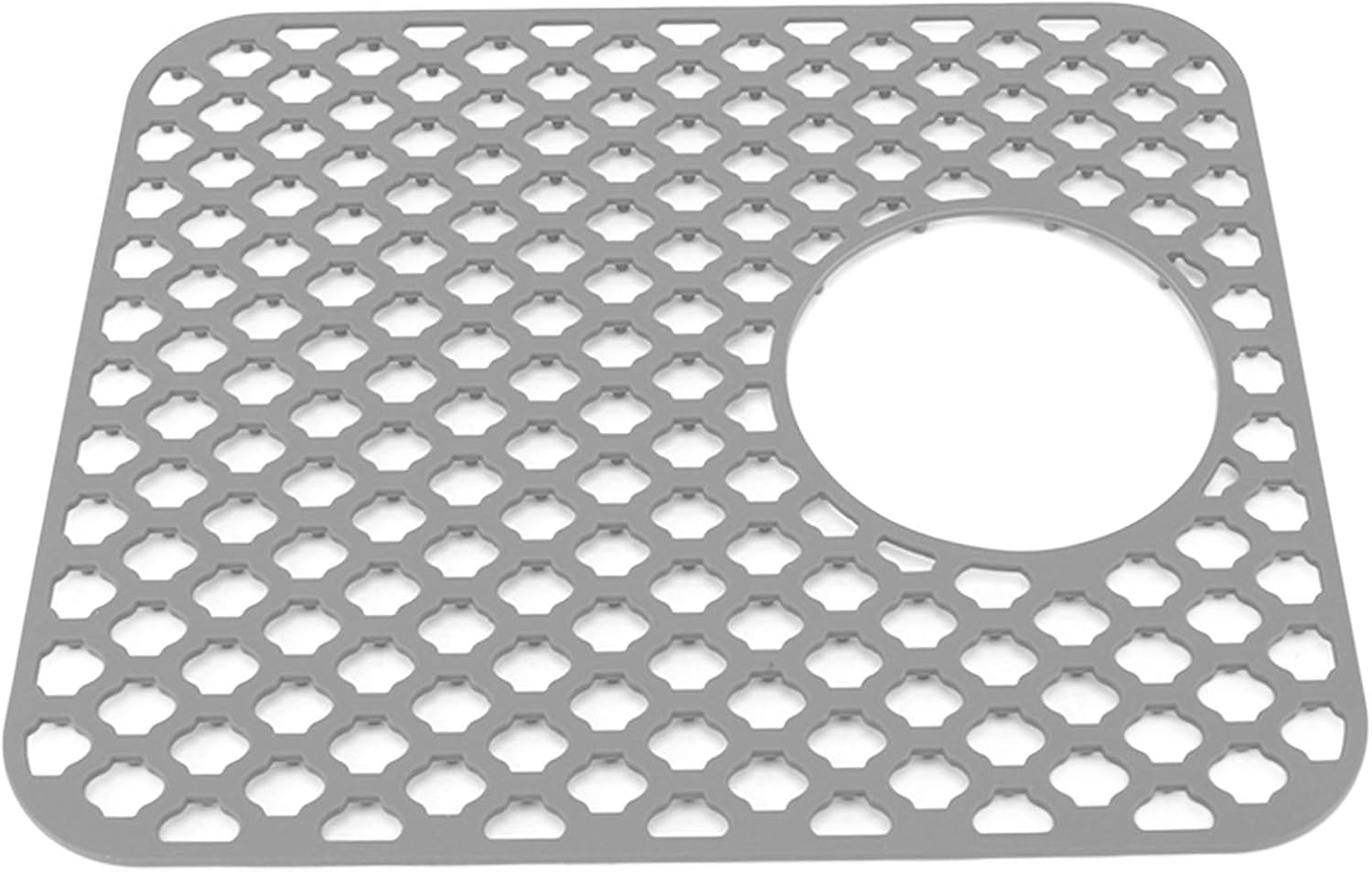 Silicone Sink Mat, 13.6 X 11.6 Kitchen Sink Protector Grid, Non Slip Sink Mats with 4.7 Rear Drain, Heat Resistant for Bottom of Farmhouse Stainless Steel Porcelain Sink (Grey) - Grey image number 4
