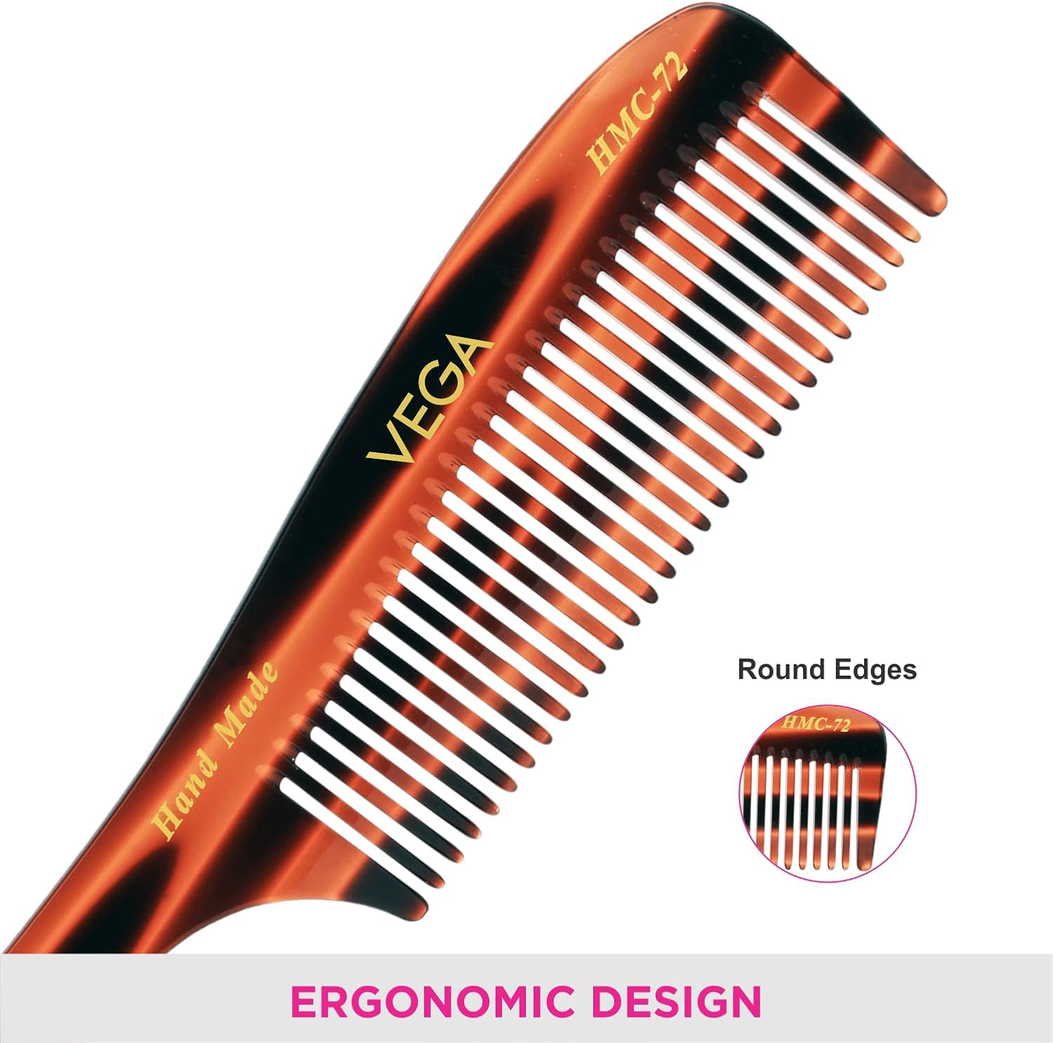 Vega Tortoise Shell Grooming Comb, Brown image number 5