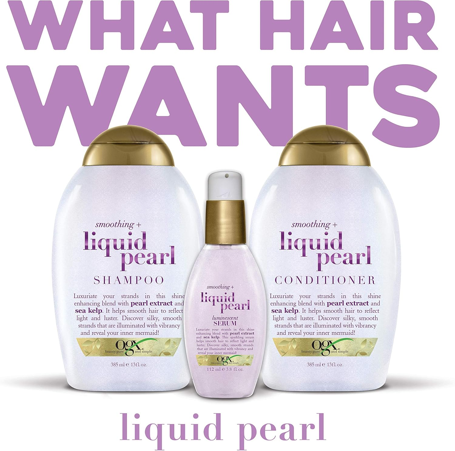 OGX Smoothing + Liquid Pearl Shampoo, 13 Ounce image number 5