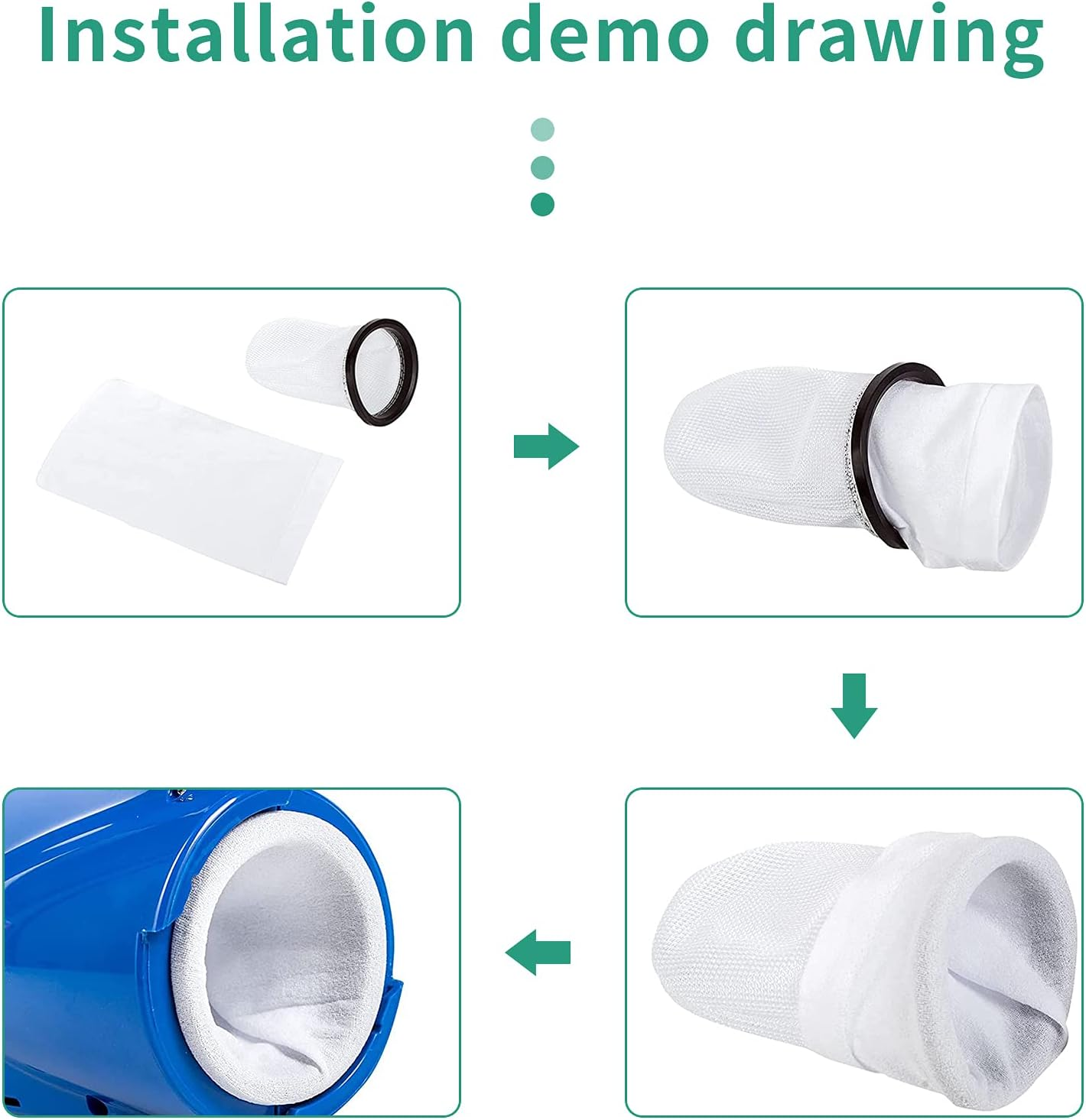 15Pcs Pool Vacuum Cleaner Micro Filter Bag Compatible with Water Tech Catfish Max CG Aqua Broom & Other Nground or above Ground Handheld Pool Blasters image number 3