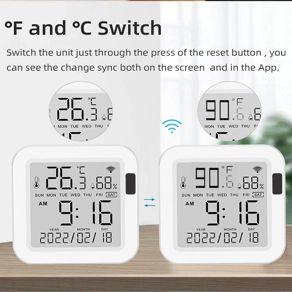 Smart Thermohygrometer Featuring 2 4Ghz WLAN Connection for Remote Indoor Temperature and Humidity Control via Smartphone App image number 2