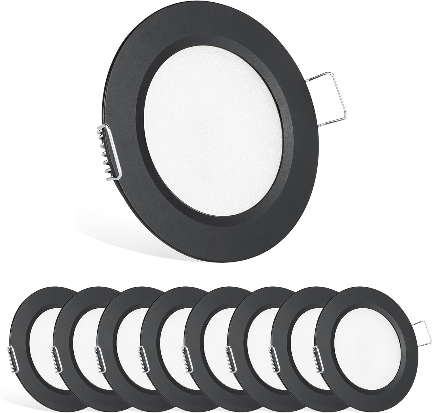 Acegoo 12V LED Campervan Recessed Mount Ceiling Light, 2.5W 6 Pack CRI 93 Caravan Boat Downlight Spot Lights for Van Cabin Truck Motorhome Sailboat under Cabinet Kitchen Bathroom, Black 3000K