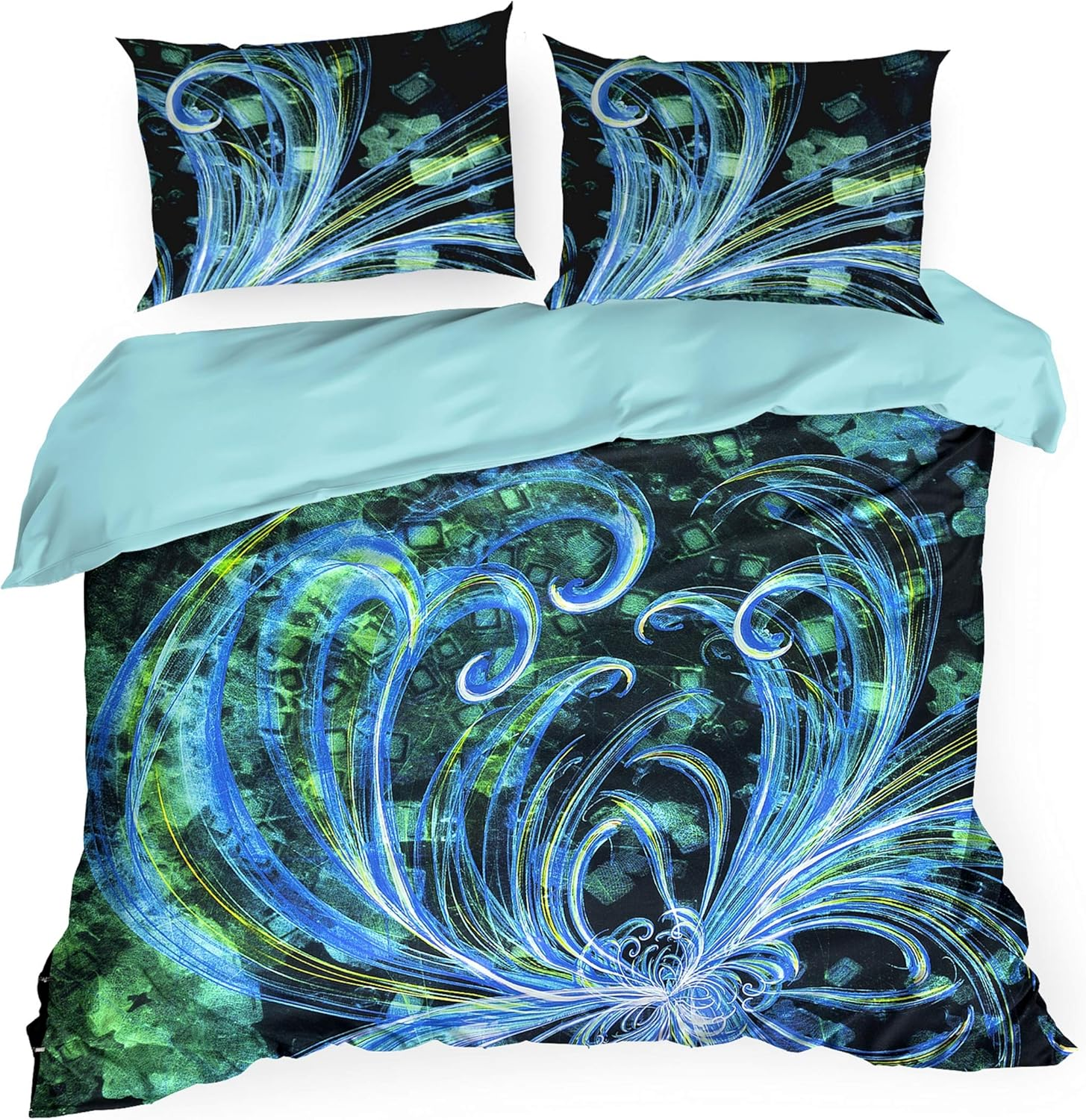 Eurofirany Bedding Pattern Print Striking Cotton Set 2 Pillow Cases 1 Duvet Cover, Blue, 160X200Cm+2X/70X80Cm image number 3