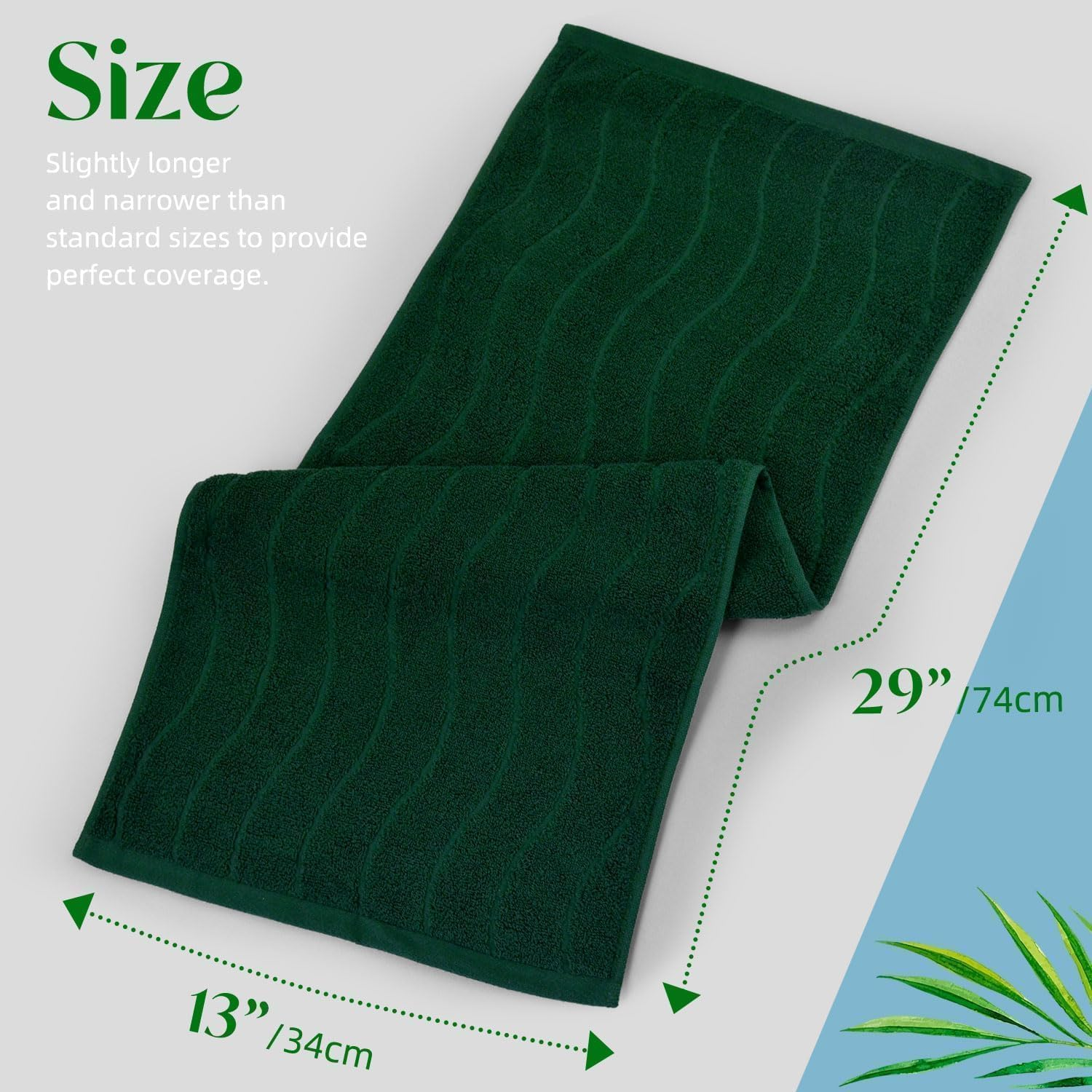 2-Piece Hand Towels Set in Forest Green, Wavy Striped Jacquard Towels for Bathroom Kitchen Gifts (13X29 Inches, 100% Cotton) image number 4
