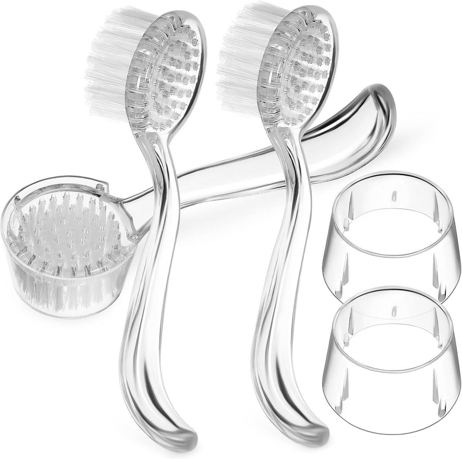 3Pcs Cleaning Brush Hand Grip Nail Manicure Supplies Nail for Cleaning Fingernails Nail Brush Foot Brush Facial Cleansing Brush Toe Brush Pedicure Manicure Brush Nail Scrubber (Transparent, 12.8*2.5CM) image number 1