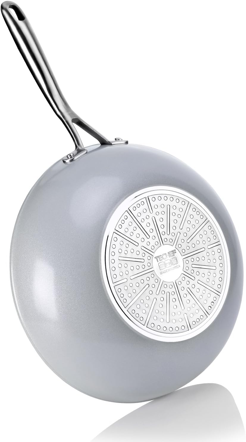 TECHEF Ceraterra 12 Ceramic Nonstick Wok/Stir-Fry Pan, (PTFE and Pfoa Free Ceramic Exterior & Interior), Made in Korea (12-In) image number 5