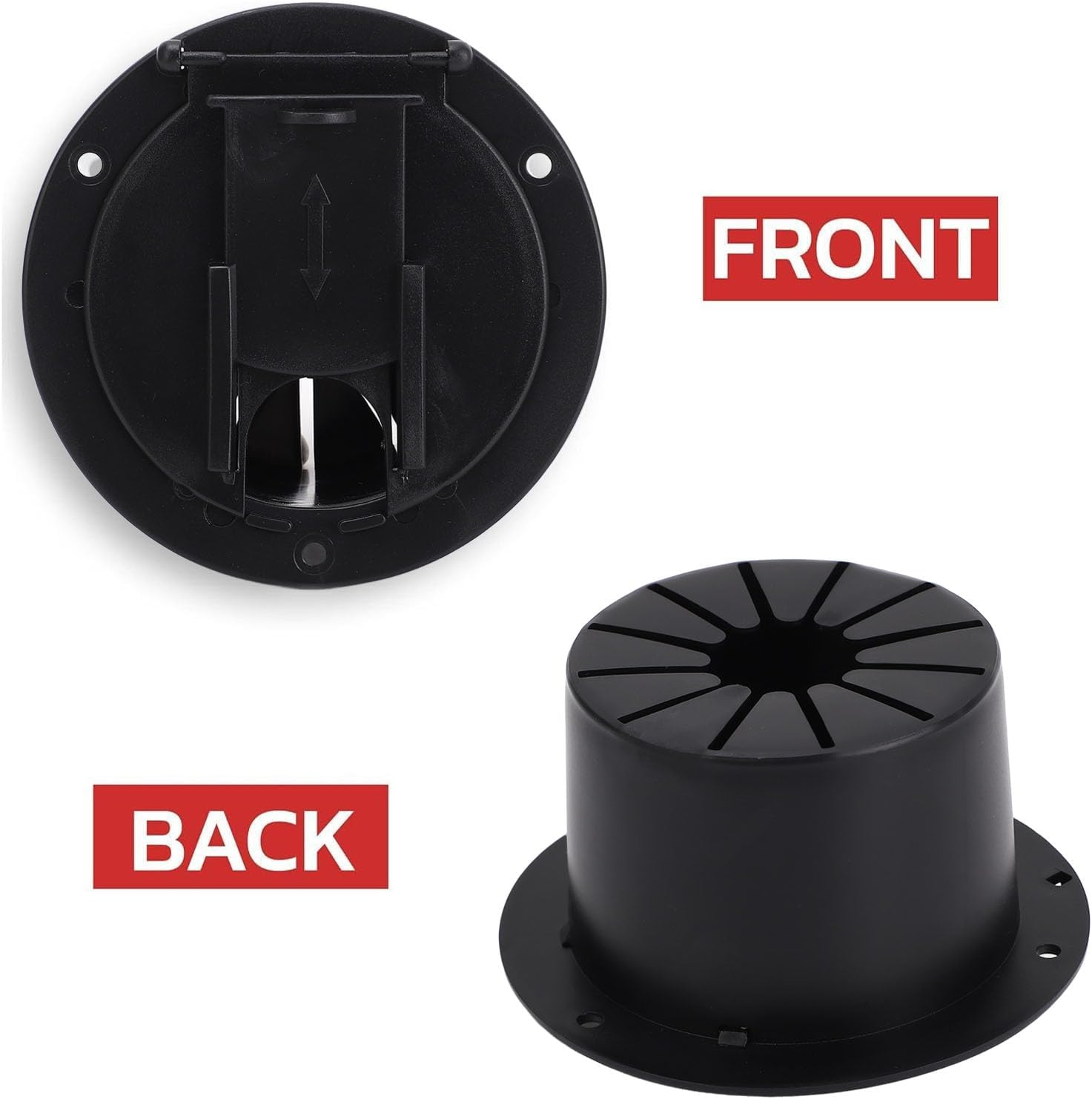 Round Cable, Snap on Cover, Made of ABS, Fits 2-3/4 Dia. Hole, for RV Trailer Motorhome, Uv-Stabilized Plastic, Snap Lock Door, Accepts up to 50 Amp Cord image number 1