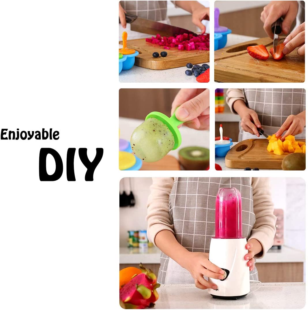 Blue Silicone Popsicle Molds Mini 7-Cavity Ice Pop Molds Food Grade Non-Stick Popsicle Molds - Yellow image number 2