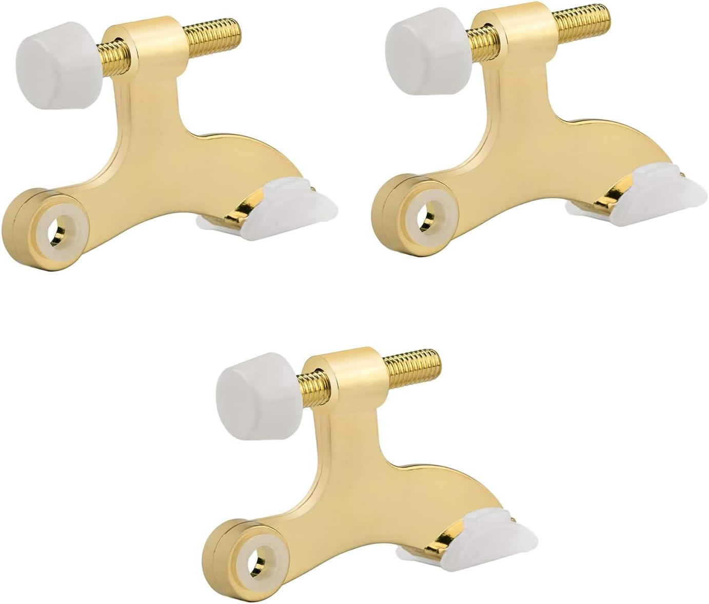 HOMOTEK 4 Pack Hinge Pin Antique Brass Door Stopper, Adjustable Deluxe Heavy Duty Door Stopper 2-1/2"X1-3/4&rdquo;, with Black Rubber Bumper Tips