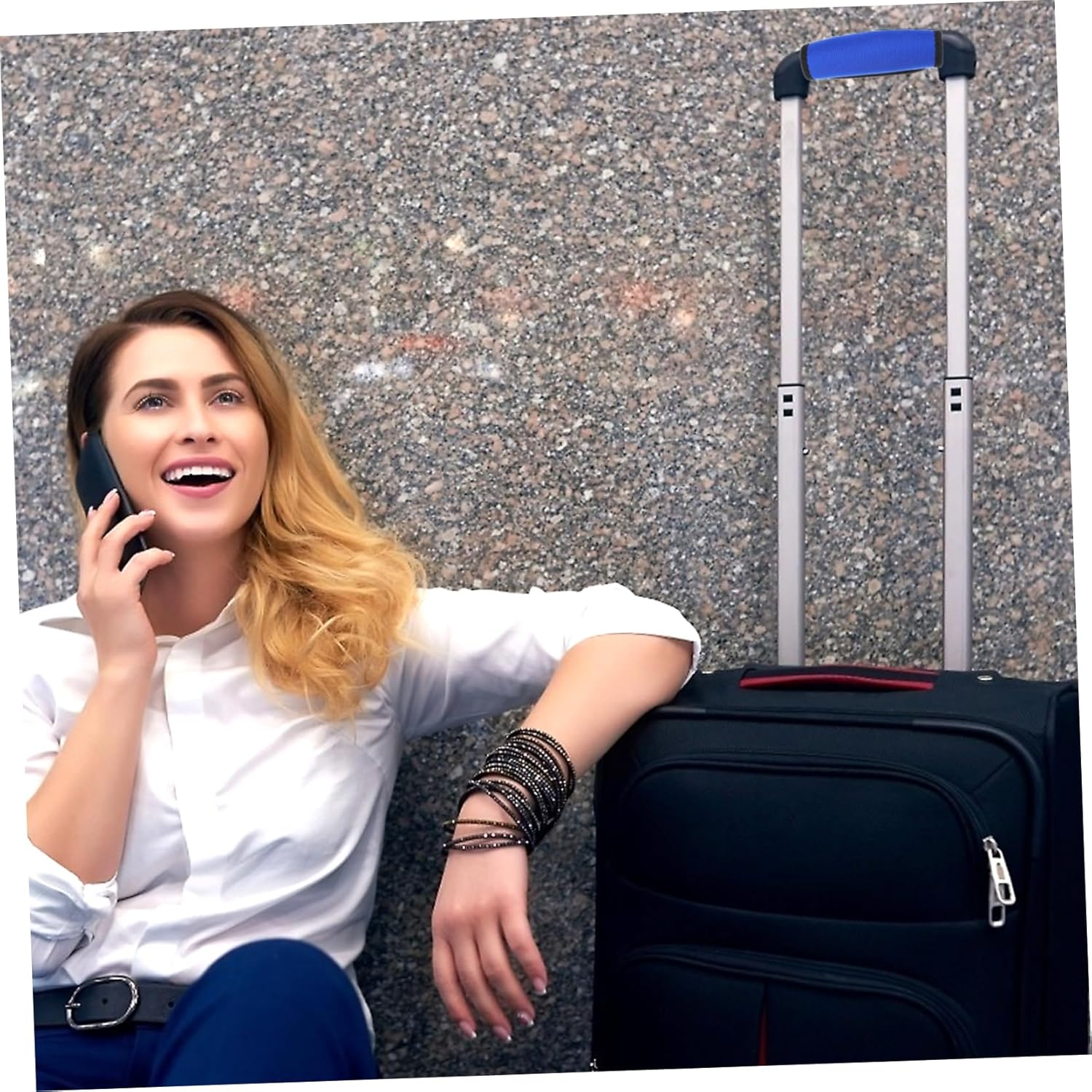 LALADEFIEE 2Pcs Neoprene Luggage Handle Wraps Travel Identifiers Markers Durable Protection for Suitcases Easy Installation Grey Blue Colors image number 5