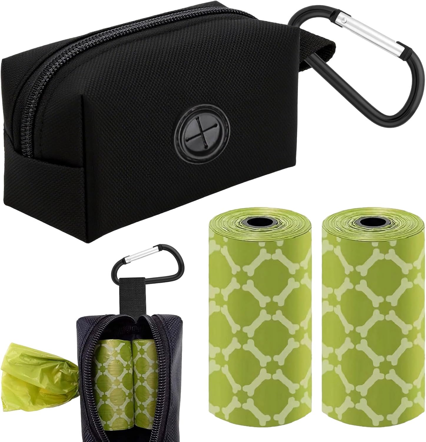 Dog Poop Bag Holder, Dog Bag Holder, Poo Bag Holder, Dispenser with 2 Rolls of Poo Bags, Zipper Poop Bag, Pet Waste Bag Dispenser Zippered Pouch, Portable Dog Poop Pouch for Dogs for Traveling image number 4