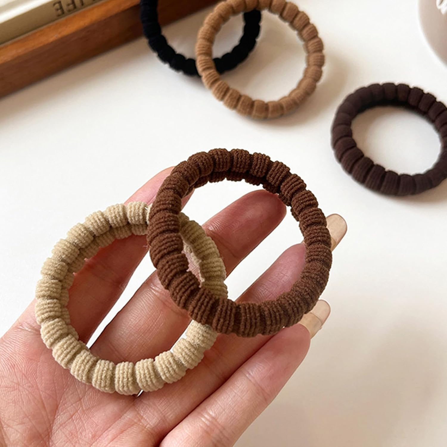 10 Pcs Hair Ties for Thick Hair No Damage, Stretchy Elastic Ponytail Holders, No Tug Hair Bands for Women image number 6