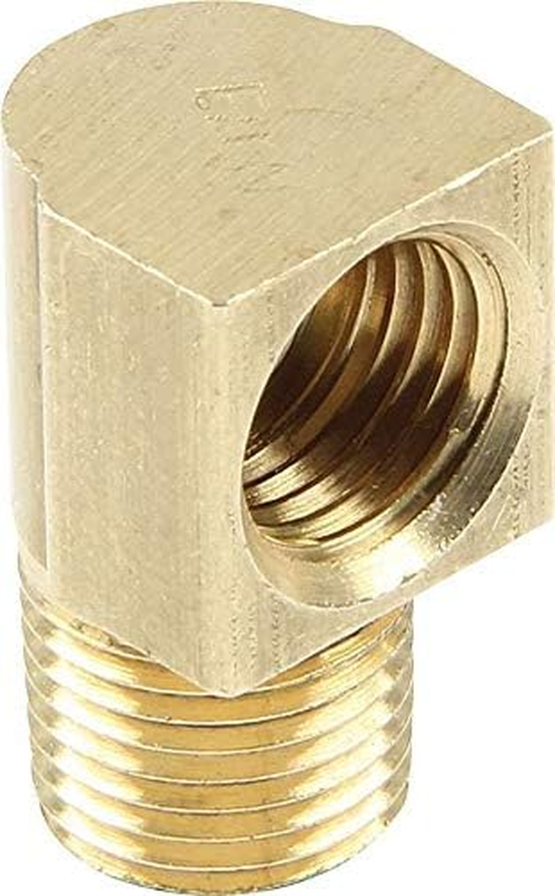 Allstar Performance Fitting, Adapter, 90 Degree, 3/8-24 in Inverted Flare Female to 1/8 in NPT Male, Brass, Natural, 3/16 in Hardline, Set of 4