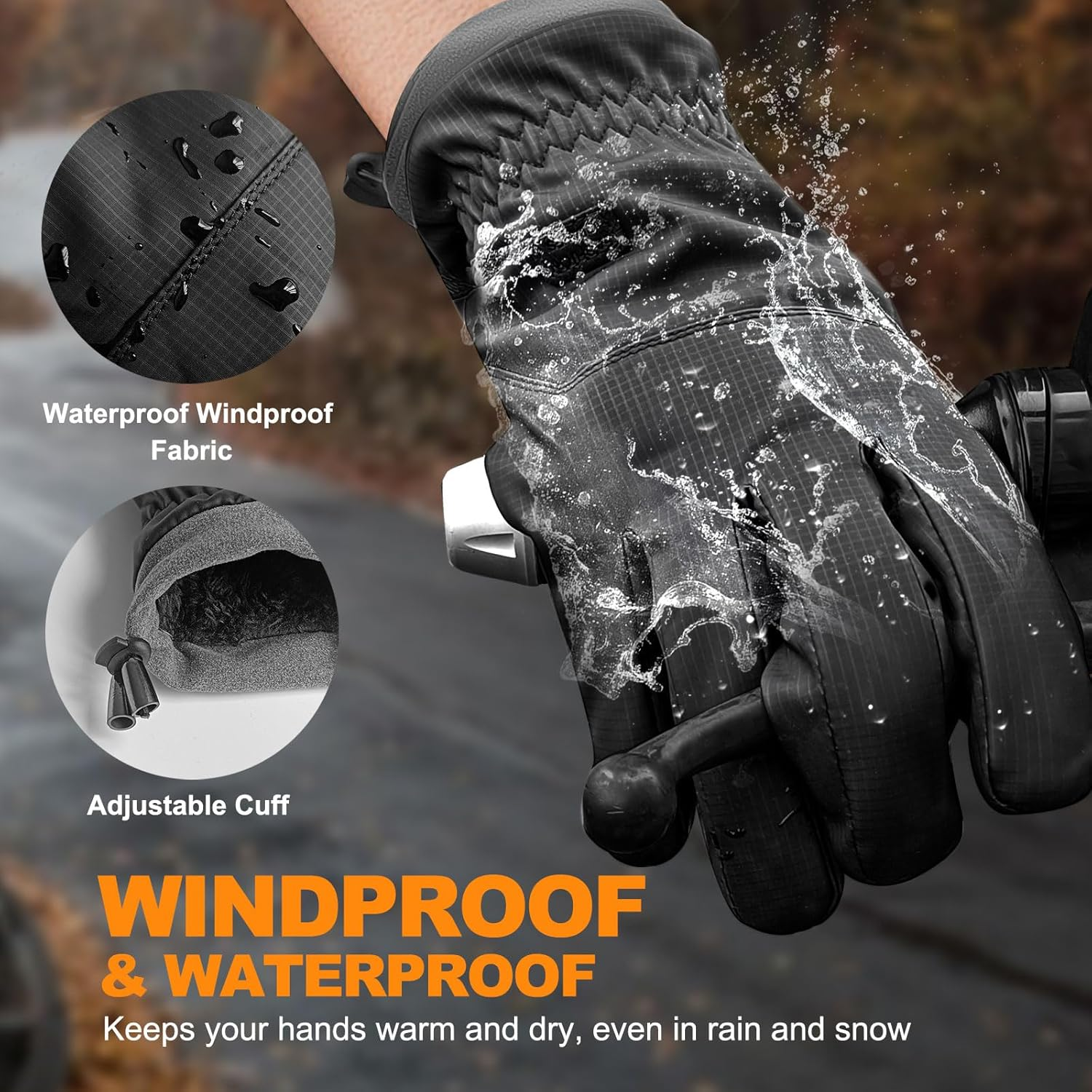 LOKZEER Winter Gloves for Men Women &ndash; Touch Screen Waterproof Windproof Warm Gloves with Thermal Lining for Running, Driving, Cycling, Hiking, and Cold Weather Outdoor Activities image number 1