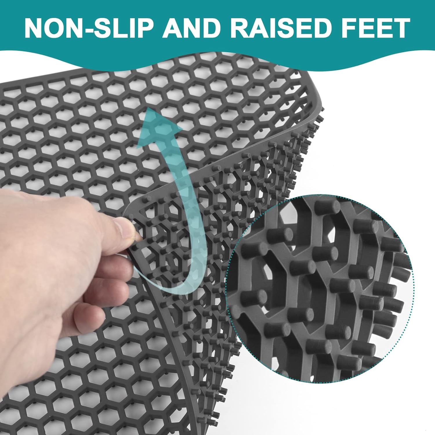 2 PCS Silicone Sink Protector, Kitchen Sink Mats Grid Accessory, Folding Heat Resistant Non-Slip Sink Mat for Bottom of Farmhouse Stainless Steel Porcelain Sink (Grey,12 ''X 12 '') image number 6