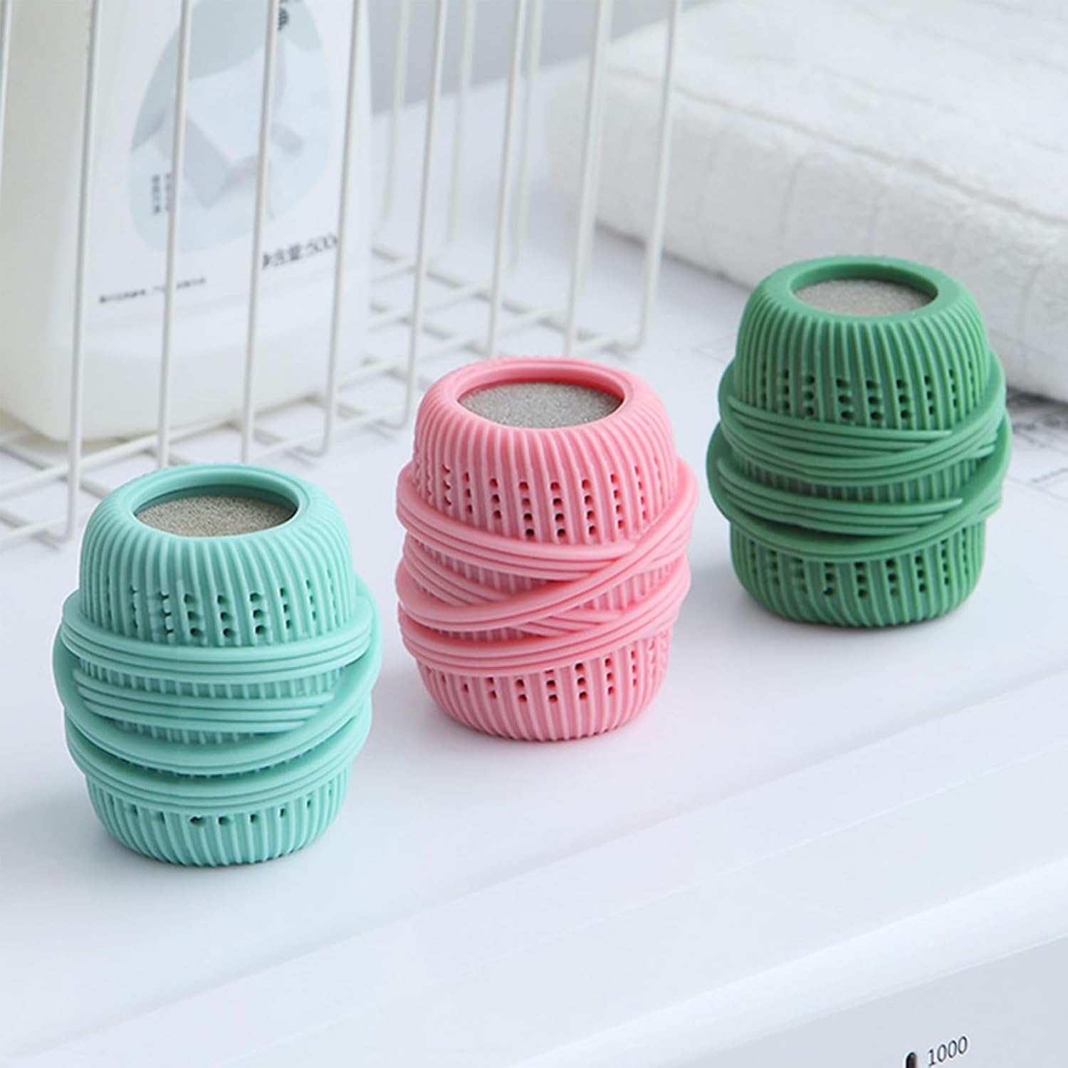 3 Pack Reusable Dryer Balls, Fabric Softener Dispenser Balls for Laundry, Static Removal & Softening, Washing Machine Safe image number 4