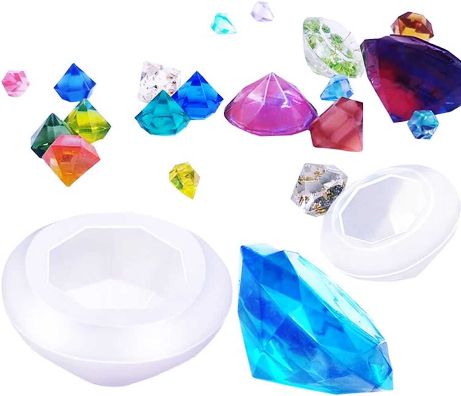 Yayatty 4 PCS Diamond Silicone Molds for Resin, Diamond Shape Epoxy Molds Resin DIY Diamond Making Silicone Molds Kit for Epoxy Resin, DIY Crafts Jewelry - 1 image number 4