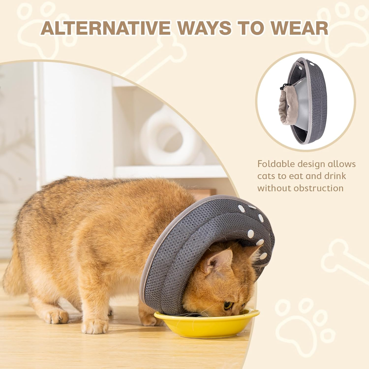 Avont Cat Cone Collar Soft to Stop Licking, Adjustable Foldable Lightweight Kitten Recovery Collar after Surgery for Small Dogs, Elizabeth Cone of Shame Alternative -Darkgrey(S) image number 2