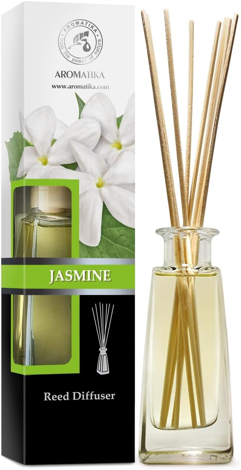 Reed Diffuser Jasmine 3.4Oz (100Ml) - Room Diffuser with Jasmine Essential Oil - Home Fragrance - Aromatherapy Air Freshener - Oil Diffuser - Scented Diffuser - Jasmine Aroma image number 1