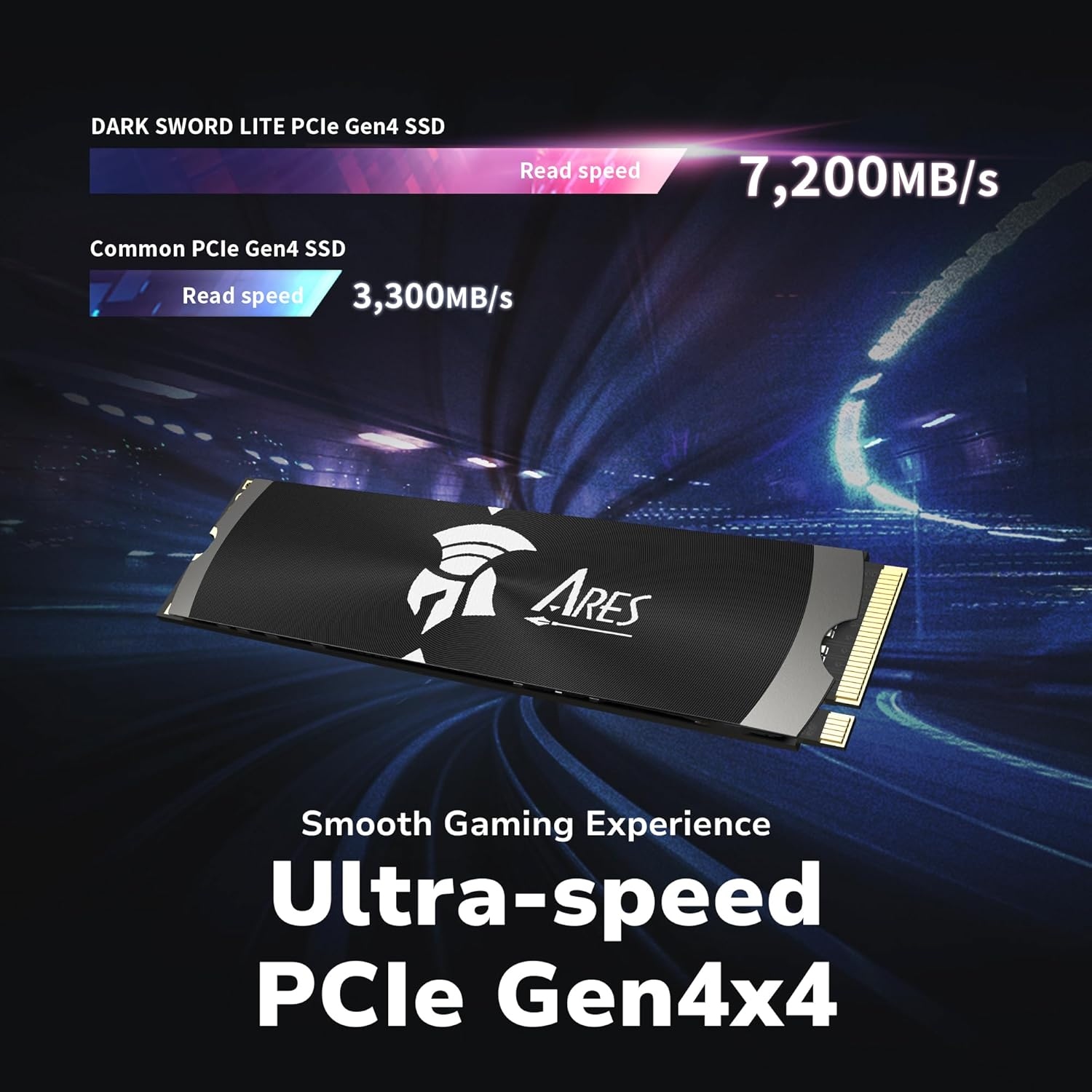 DATO Gen4 SSD with Heatsink 1TB Nvme Pcie 4.0 M.2 2280 up to 7200/6850Mb/S High Performance SSD for Gaming Creation &ndash; Ares Dark Sword Lite image number 6
