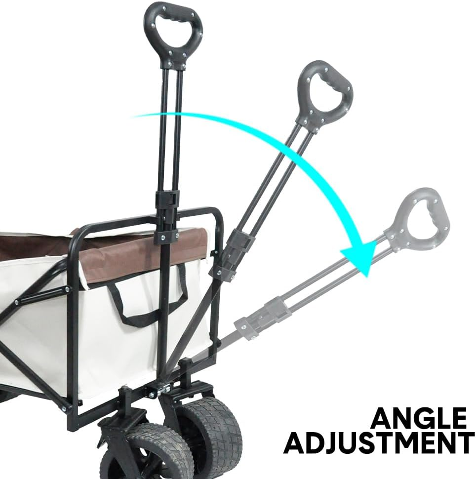 Folding Wagon Cart Camping Cart Beach Trolley Heavy Duty Collapsible Wagon Adjustable Utility Grocery Wagon with Pockets, Adjustable Angle Handle Large Wheels with Lock, 200KG Loading image number 3
