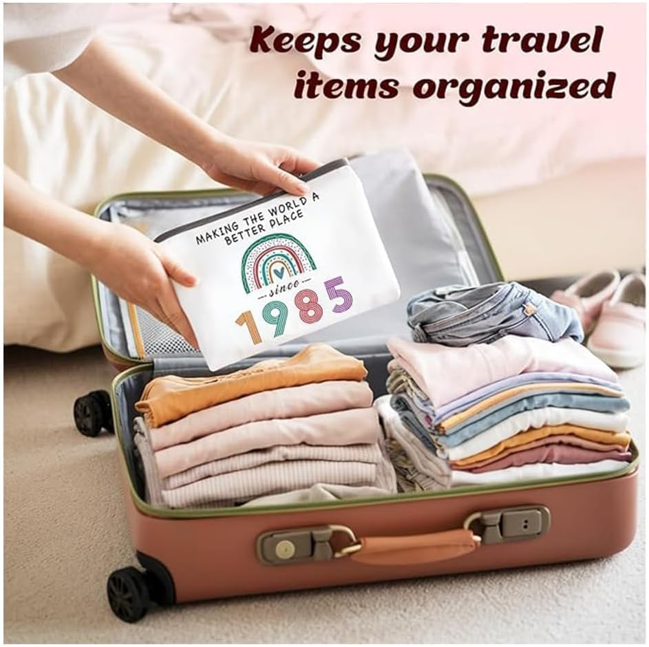 Reversible Printed Rainbow Makeup Bag Waterproof,-&ldquo;Anticipation Is the Most Beautiful Joy&rdquo;-Best Gifts for Women 40Th Birthday - 2009 image number 7