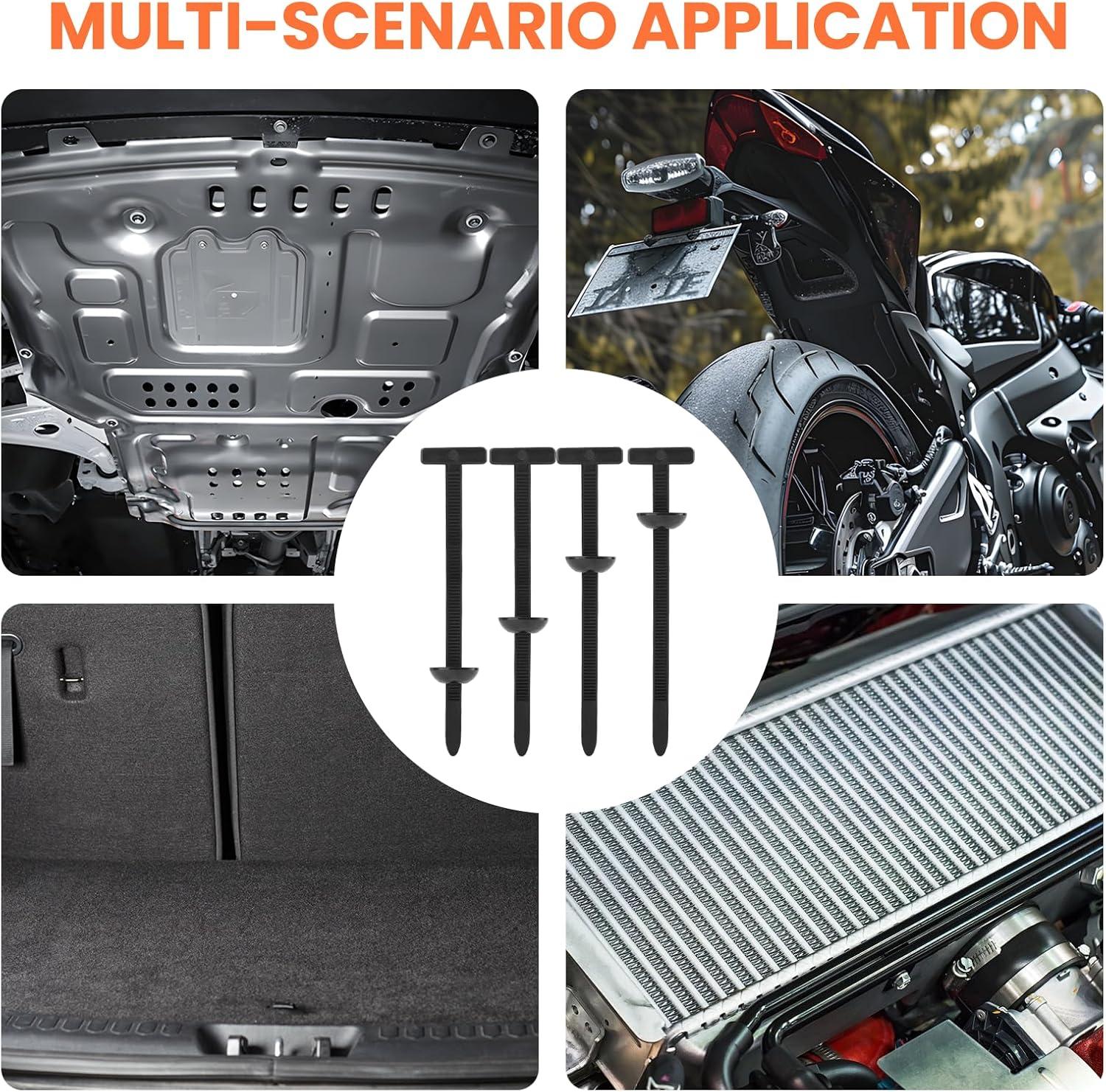 Eukyplace Universal Push Mount Cable Zip Ties 100Pcs &ndash; Heavy Duty Nylon Fastener Clips, Automotive Fender Liner Retainer Clips, Multipurpose Self-Locking Cable Ties image number 1